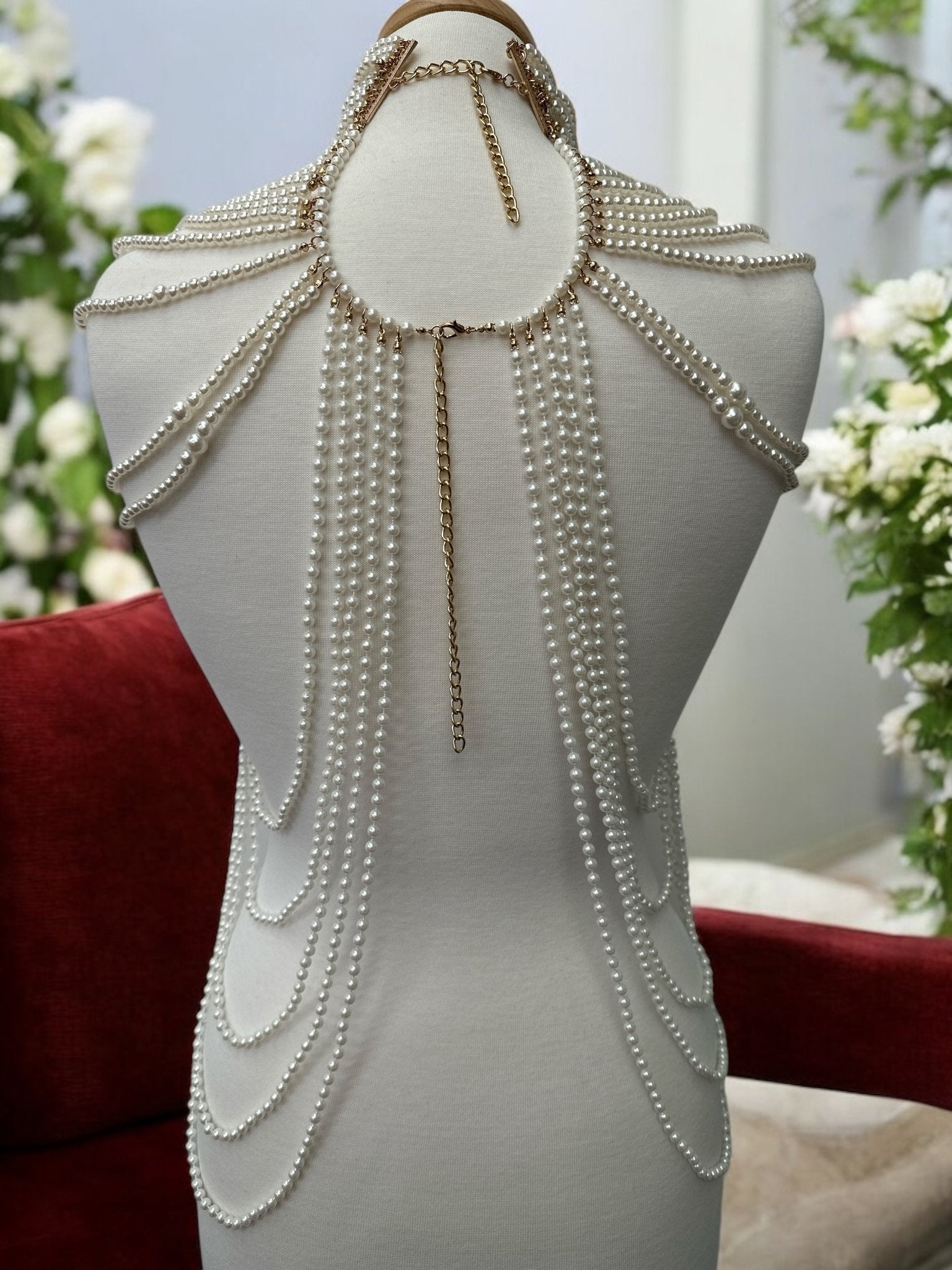 Boho Pearls Beads Shoulders Statement Tassel Chain Body Jewellery - Fatisha Boutique