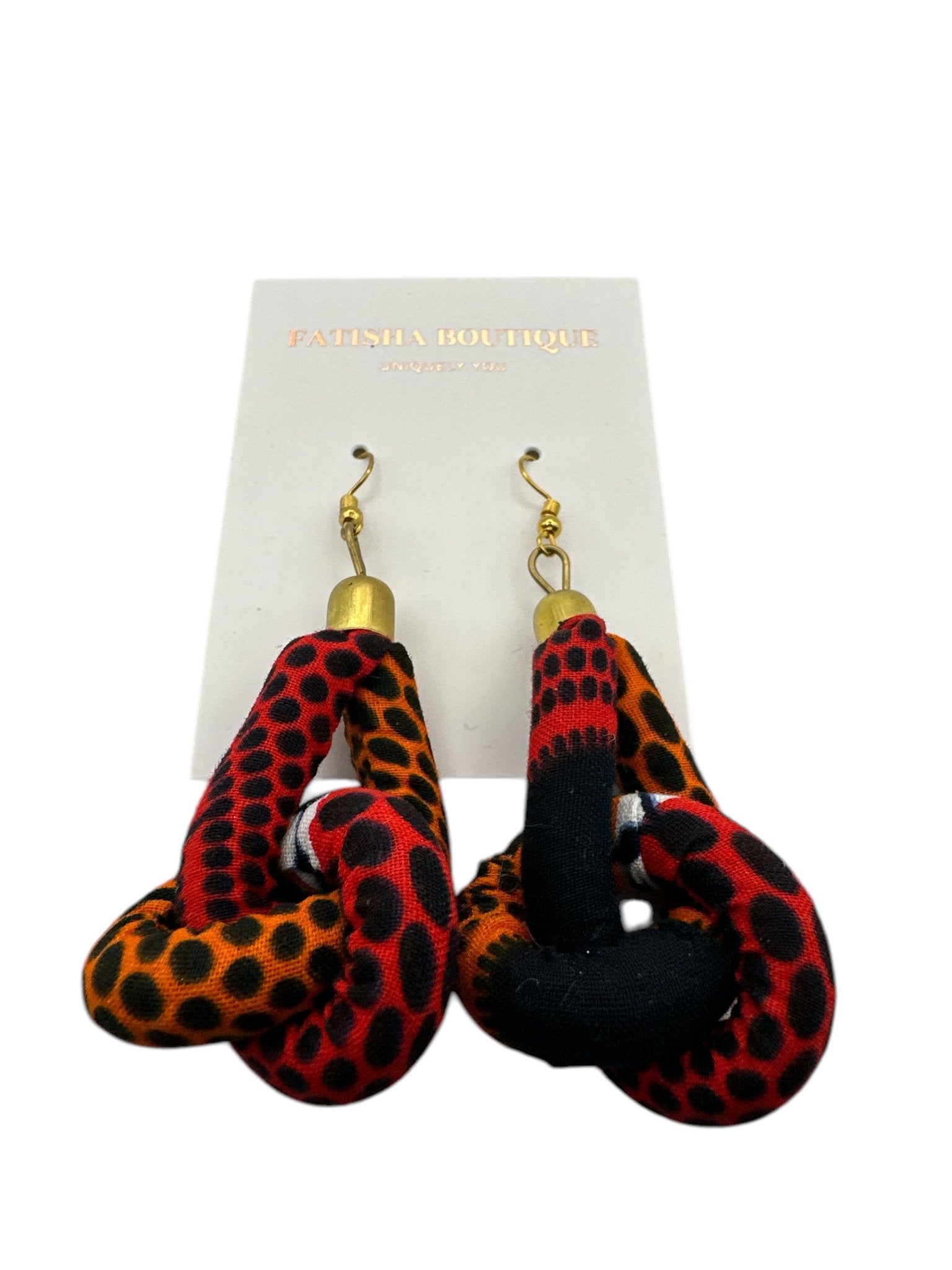 Bold Ankara Print Fabric Knot Dangle African Earrings – Handmade Statement Jewellery - Fatisha Boutique