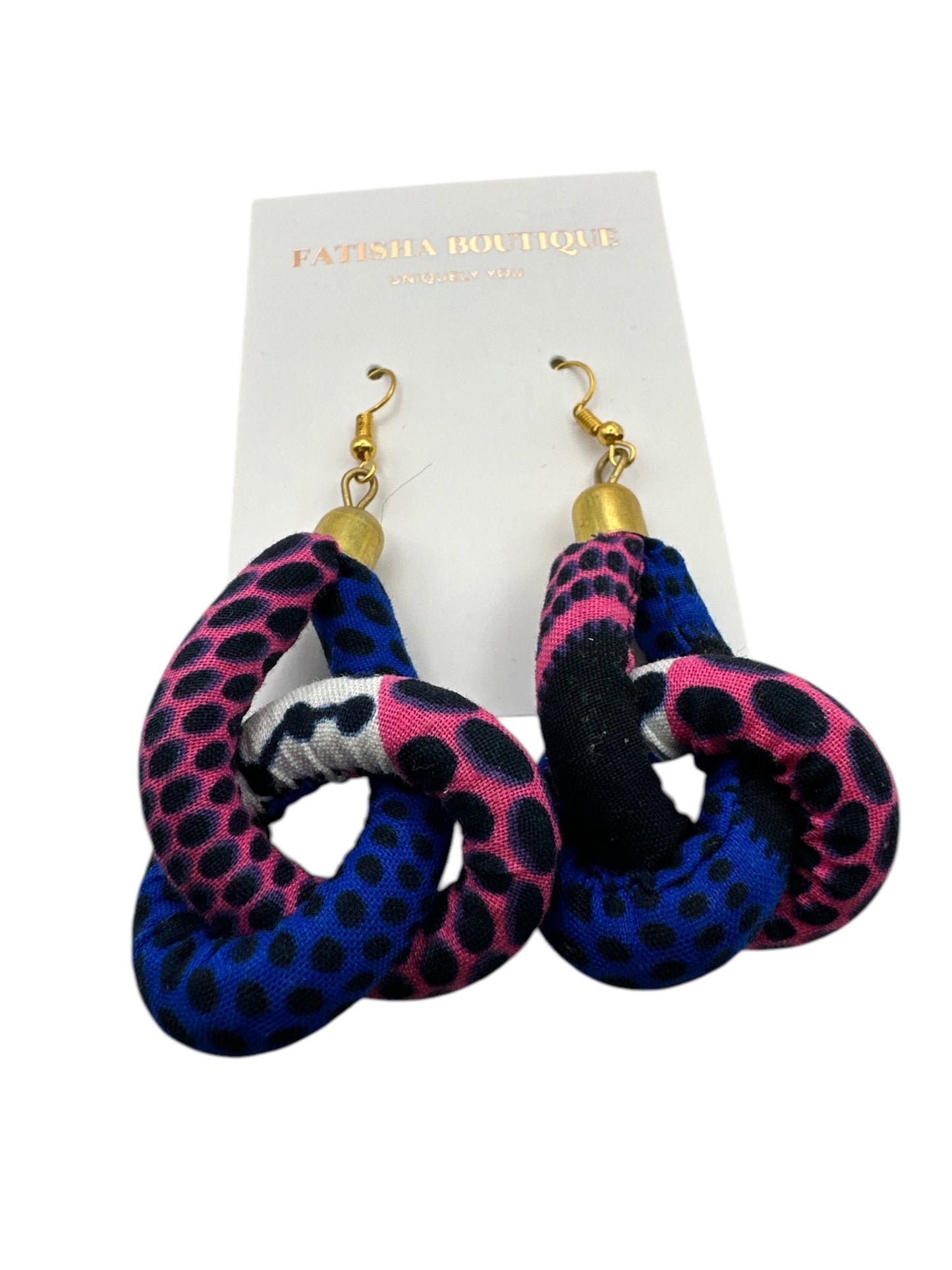 Bold Ankara Print Fabric Knot Dangle African Earrings – Handmade Statement Jewellery - Fatisha Boutique