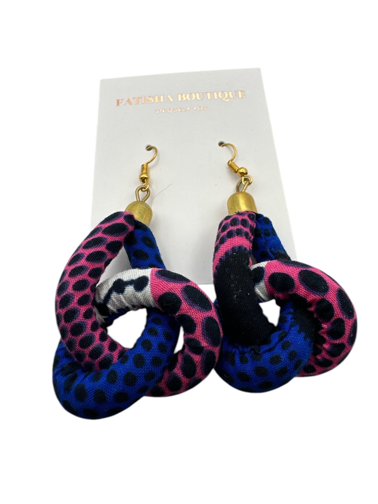 Bold Ankara Print Fabric Knot Dangle African Earrings – Handmade Statement Jewellery - Fatisha Boutique