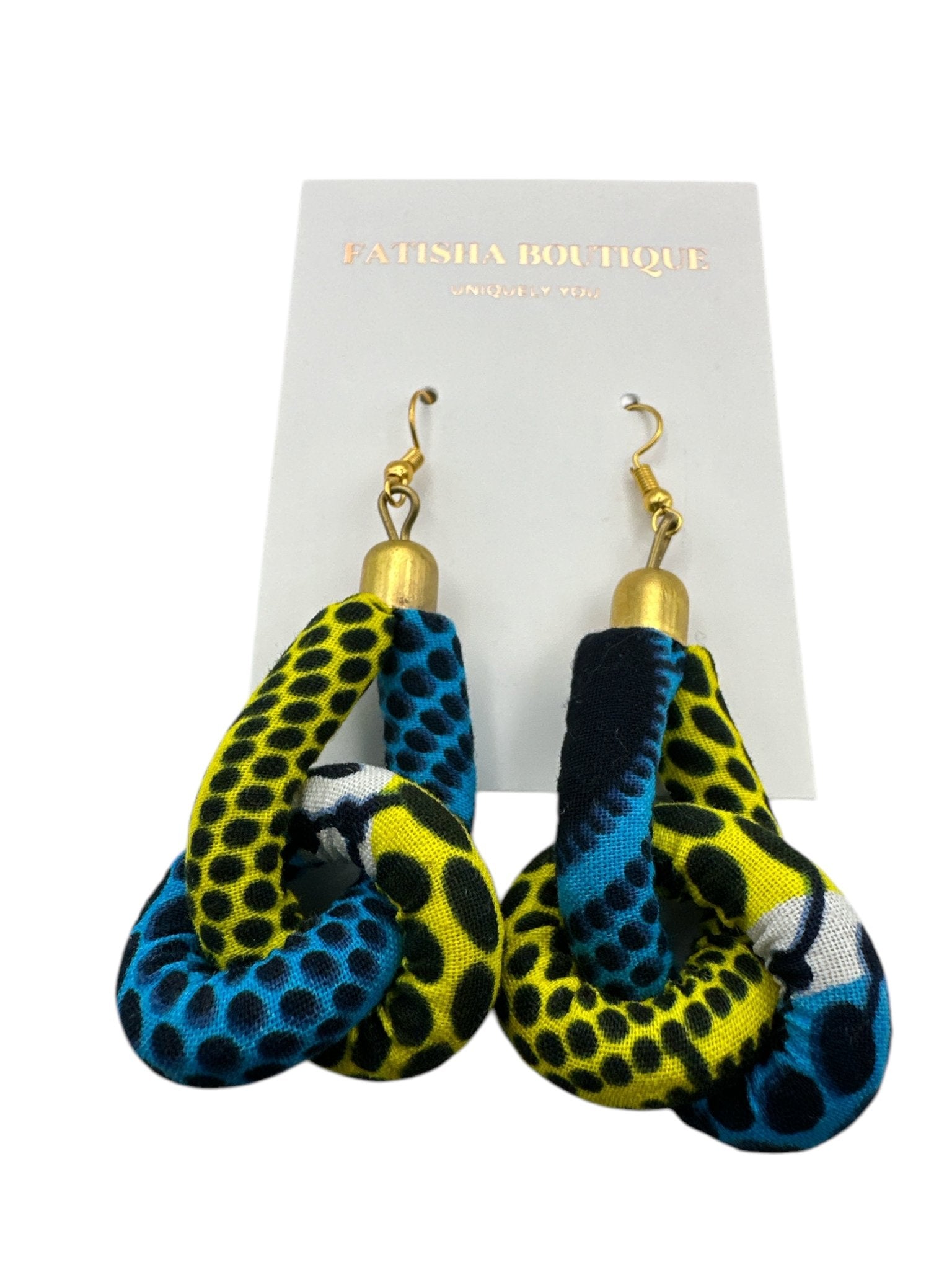 Bold Ankara Print Fabric Knot Dangle African Earrings – Handmade Statement Jewellery - Fatisha Boutique