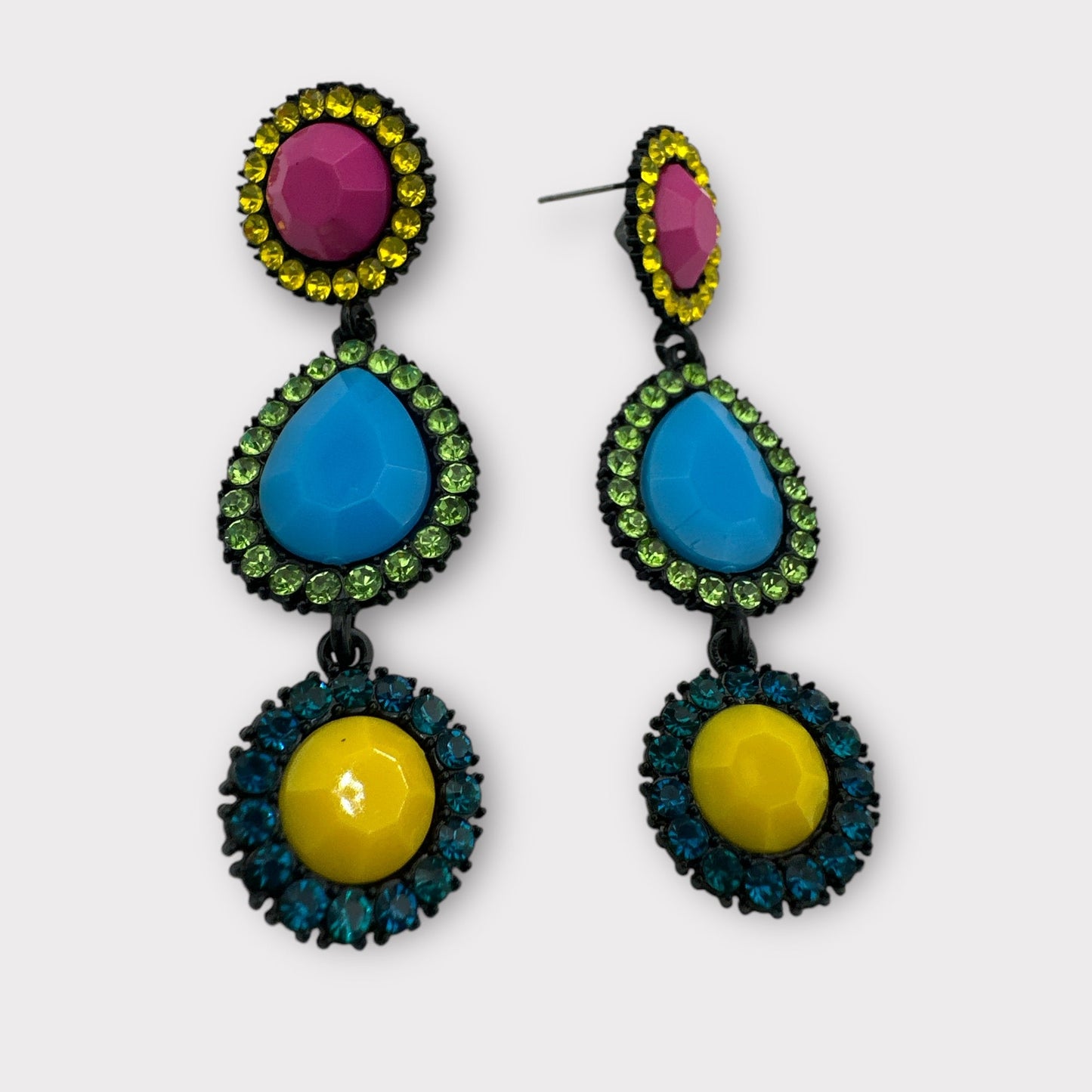 Bold Bohemian Multicoloured Resin Drop Earrings - Fatisha Boutique