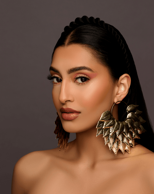 Bold Gold Leaf Statement Earrings - Fatisha Boutique