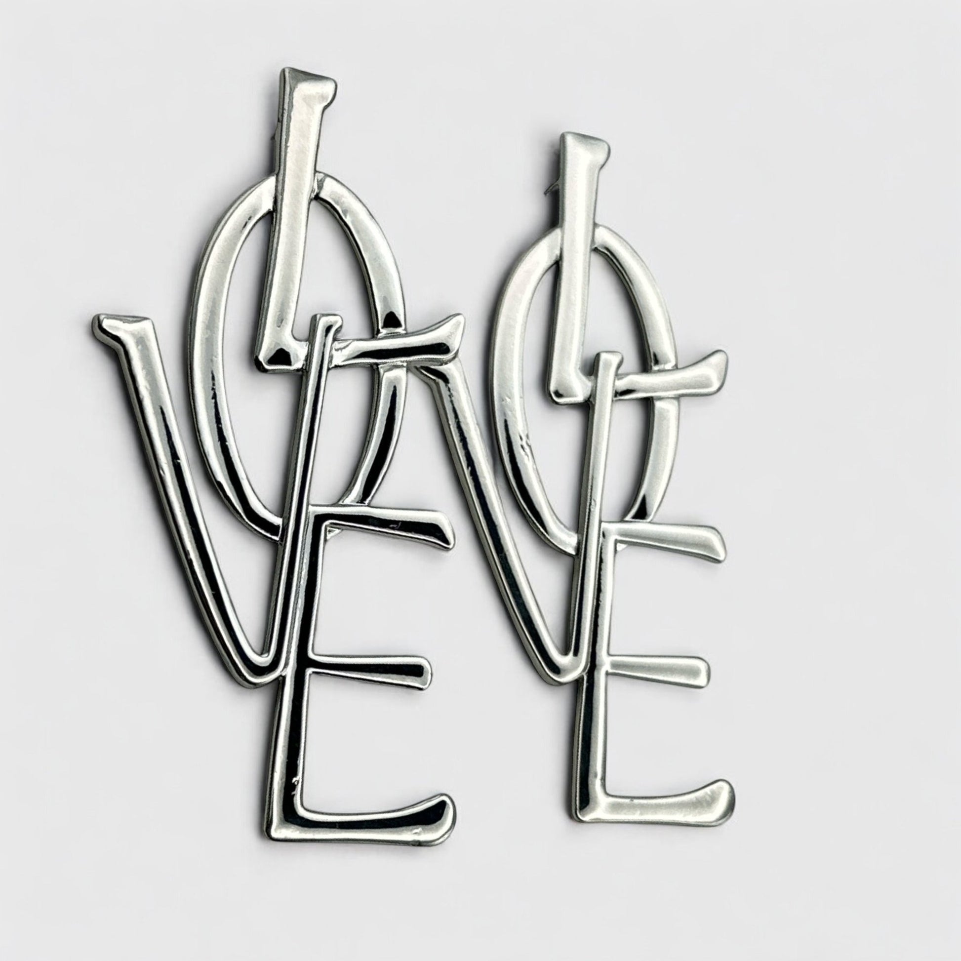 Bold LOVE Letter Statement Earrings – Oversized Drop in Gold or Silver - Fatisha Boutique