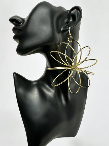 Bold Oversized Brass Dangle Earrings - Unique Geometric Statement Jewellery - Fatisha Boutique