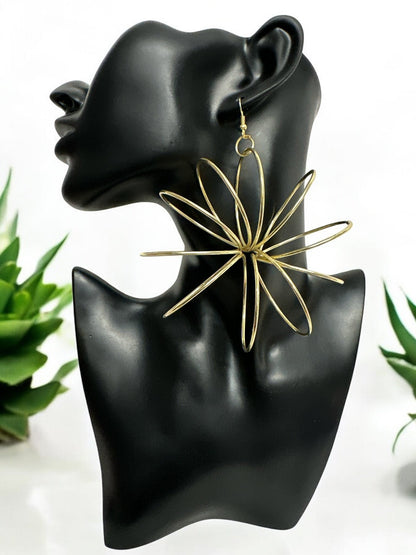 Bold Oversized Brass Dangle Earrings - Unique Geometric Statement Jewellery - Fatisha Boutique