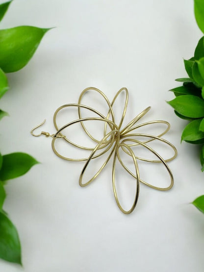Bold Oversized Brass Dangle Earrings - Unique Geometric Statement Jewellery - Fatisha Boutique