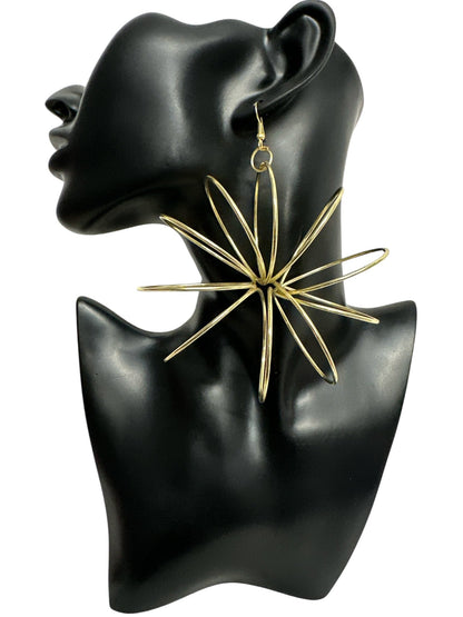 Bold Oversized Brass Dangle Earrings - Unique Geometric Statement Jewellery - Fatisha Boutique
