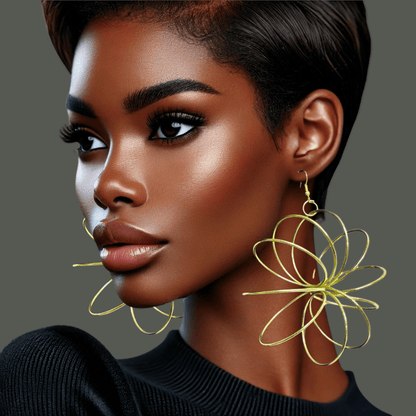 Bold Oversized Brass Dangle Earrings - Unique Geometric Statement Jewellery - Fatisha Boutique