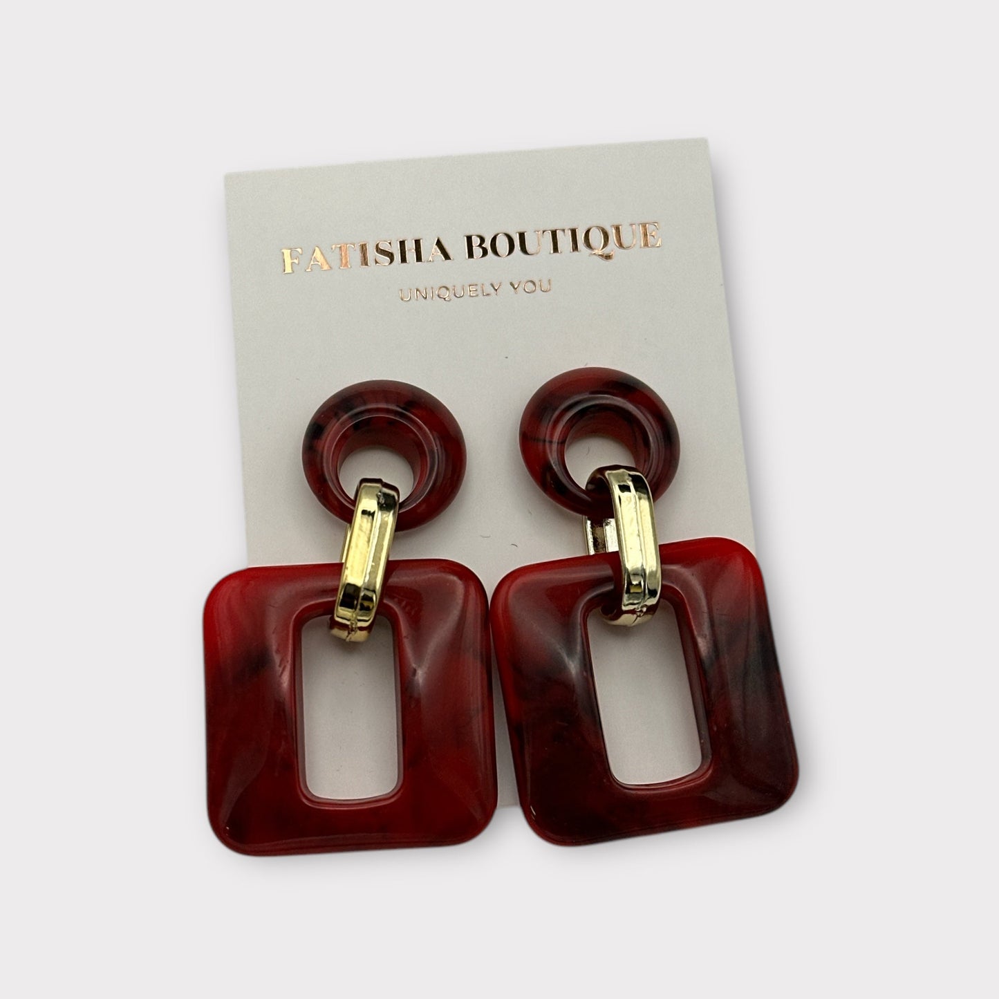 Bold Resin Geometric Dangle Earrings – Statement Style in Vibrant Colours - Fatisha Boutique