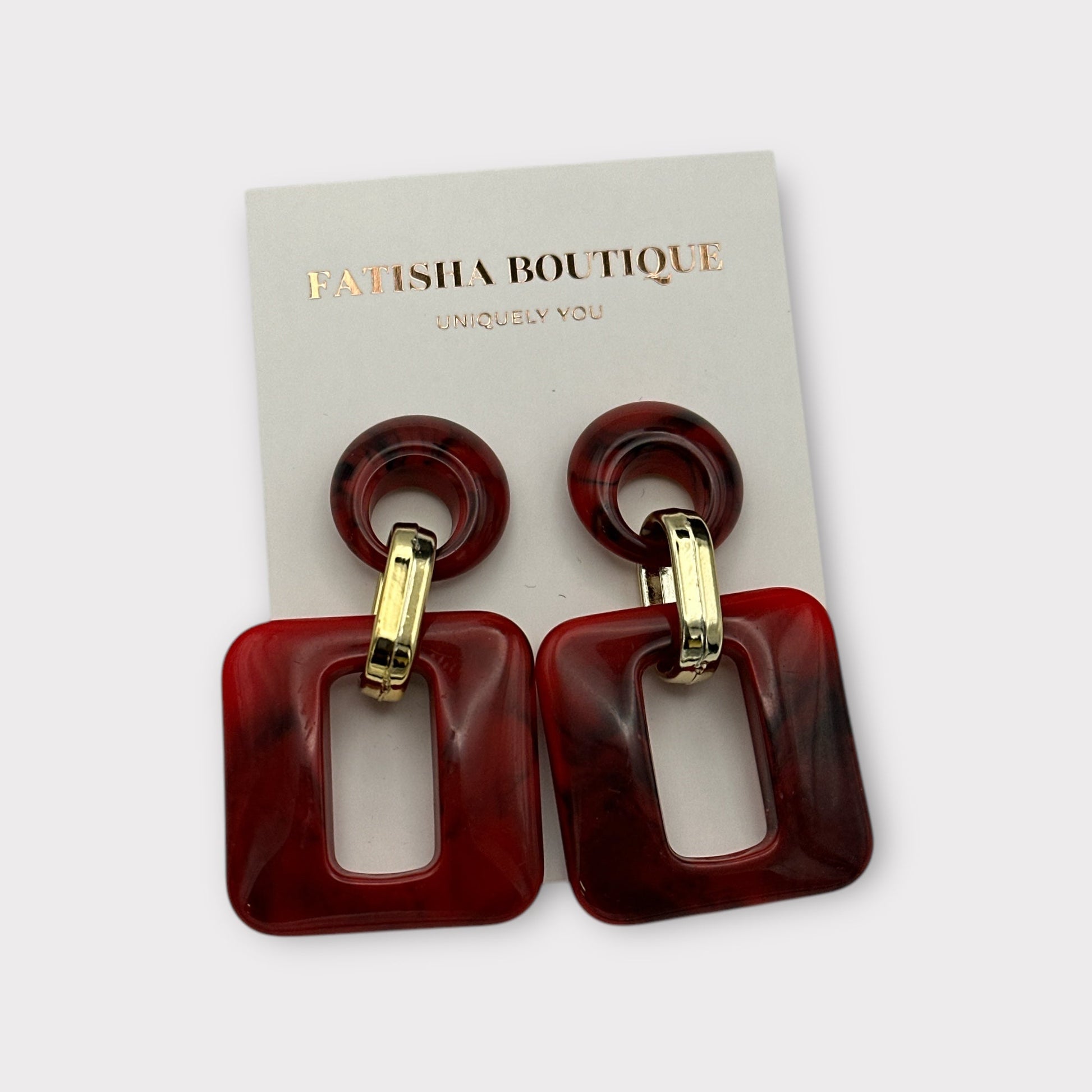 Bold Resin Geometric Dangle Earrings – Statement Style in Vibrant Colours - Fatisha Boutique