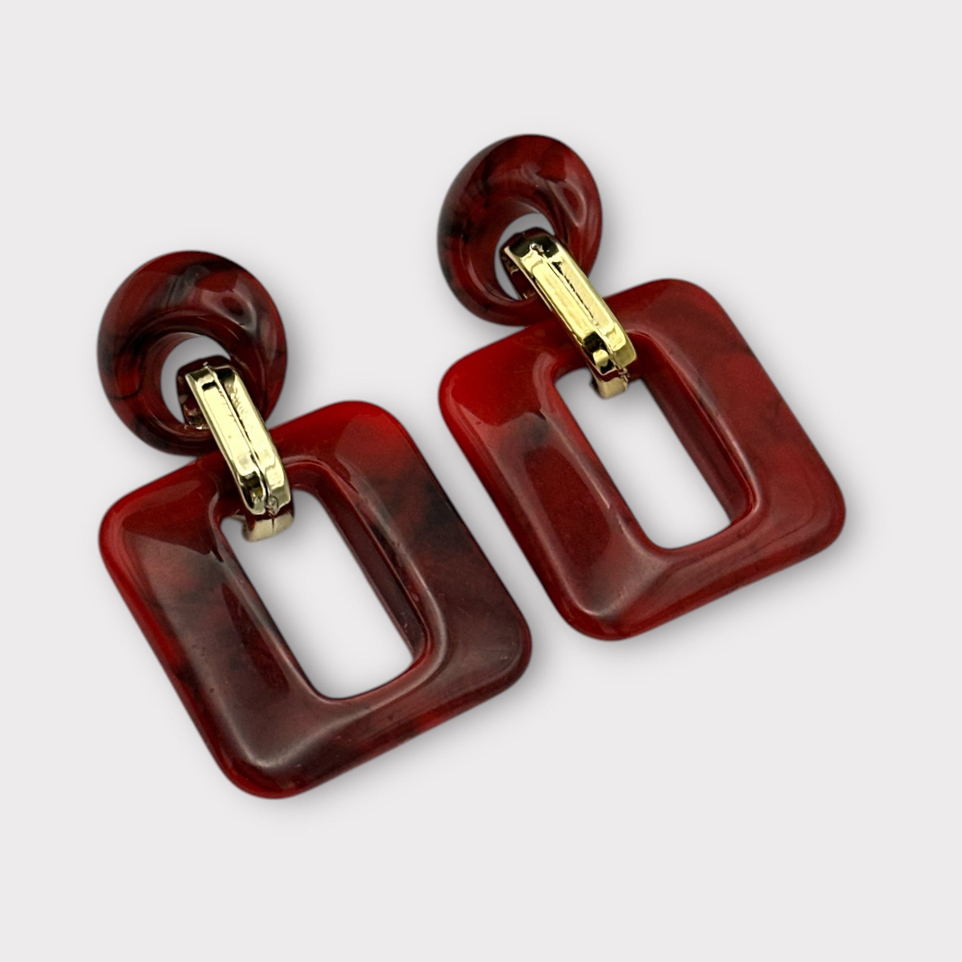 Bold Resin Geometric Dangle Earrings – Statement Style in Vibrant Colours - Fatisha Boutique