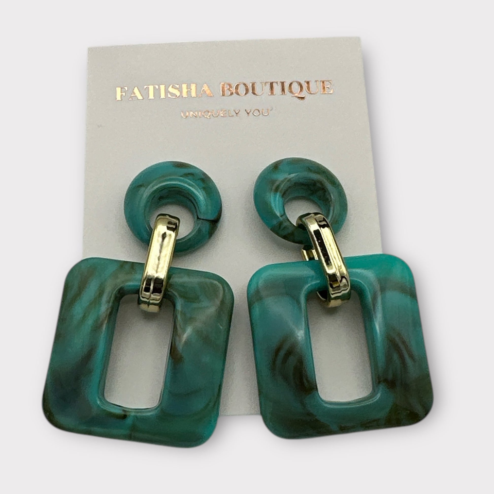 Bold Resin Geometric Dangle Earrings – Statement Style in Vibrant Colours - Fatisha Boutique