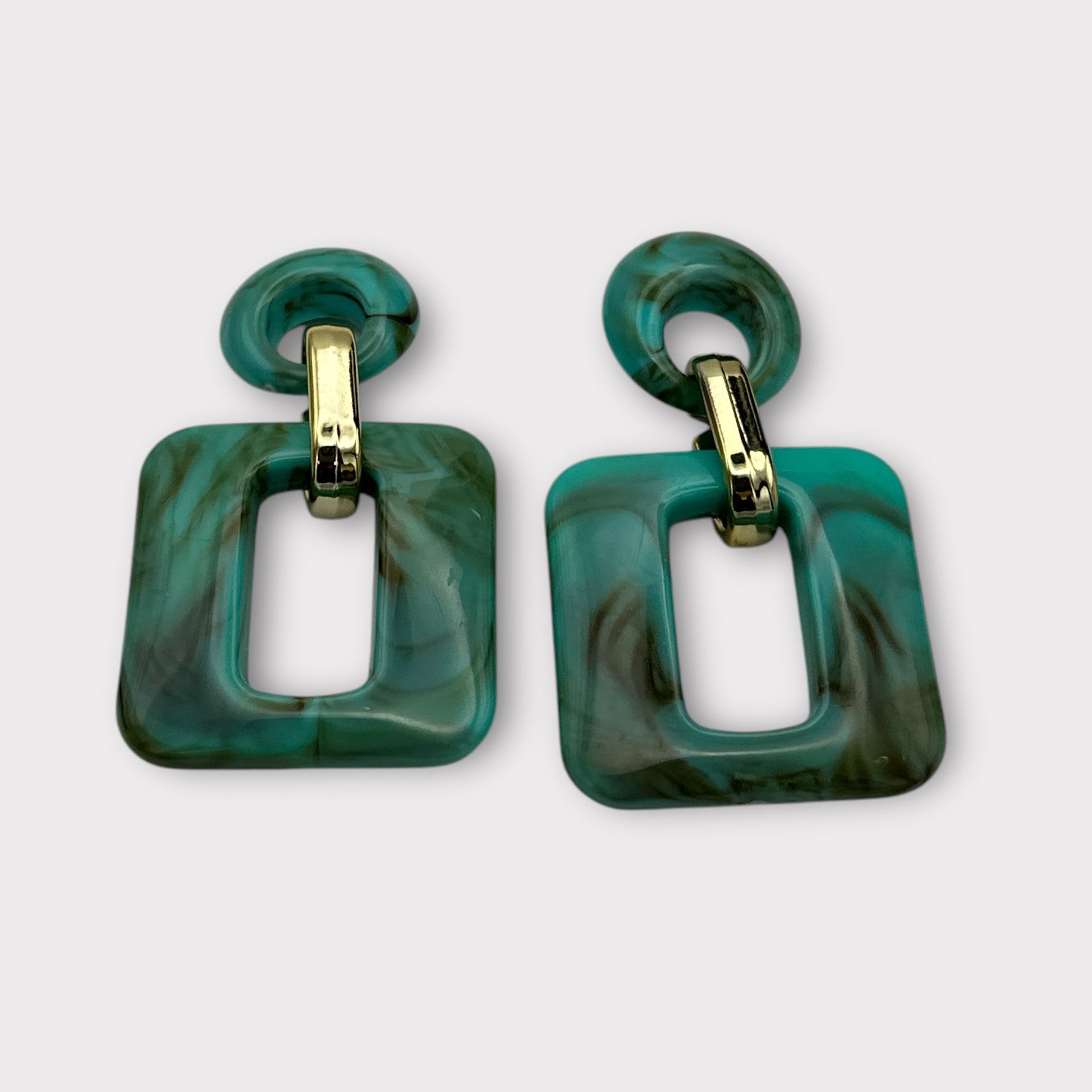 Bold Resin Geometric Dangle Earrings – Statement Style in Vibrant Colours - Fatisha Boutique