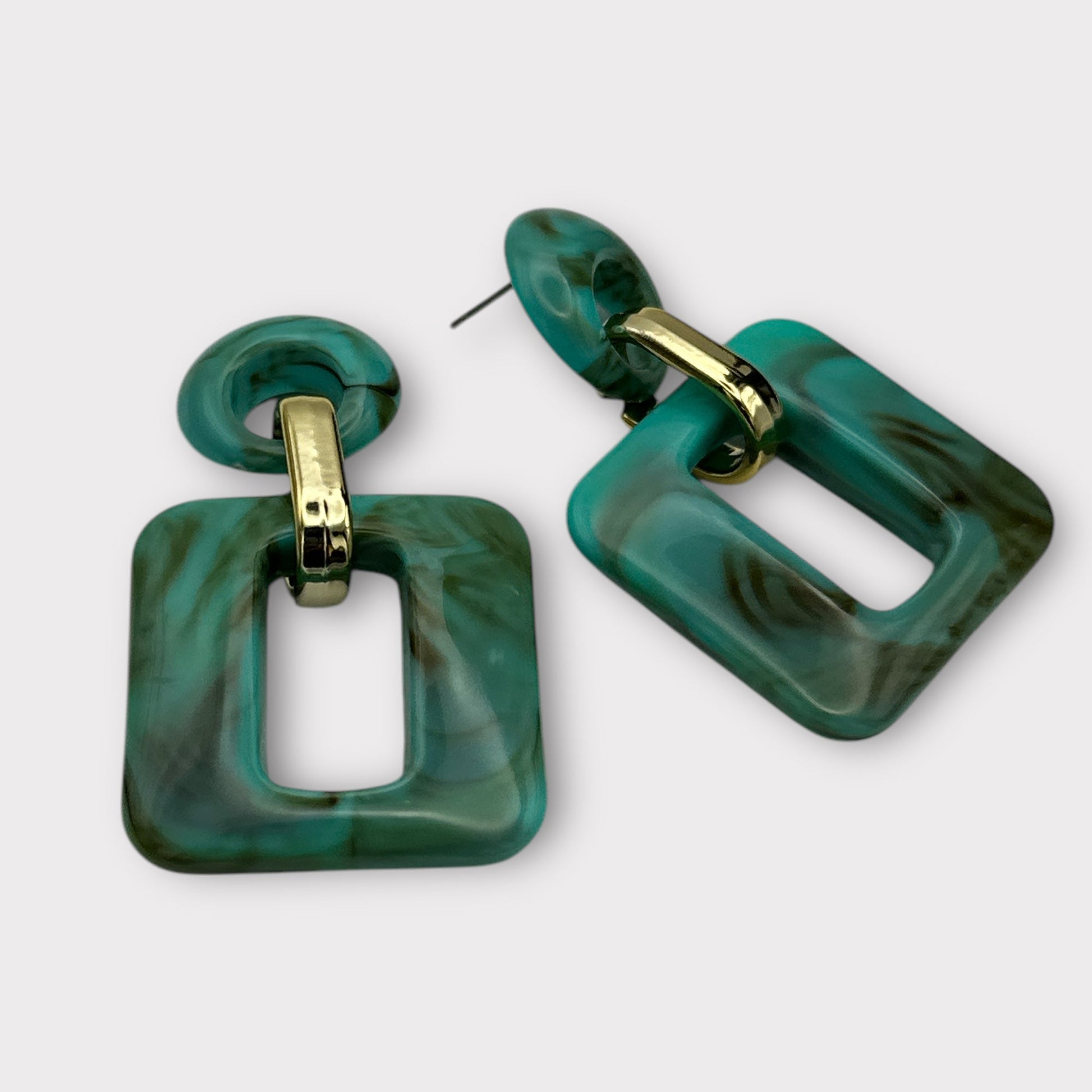Bold Resin Geometric Dangle Earrings – Statement Style in Vibrant Colours - Fatisha Boutique