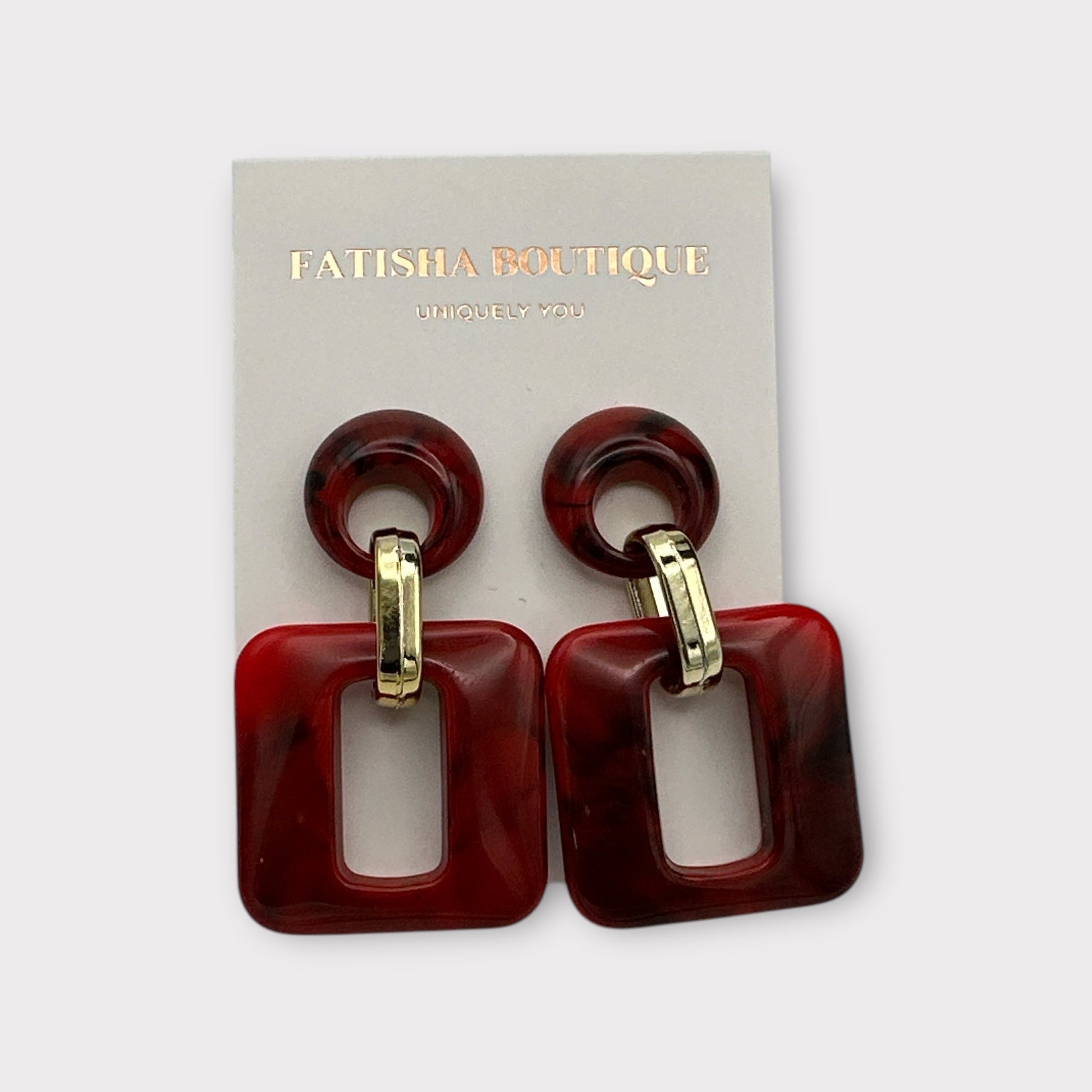 Bold Resin Geometric Dangle Earrings – Statement Style in Vibrant Colours - Fatisha Boutique