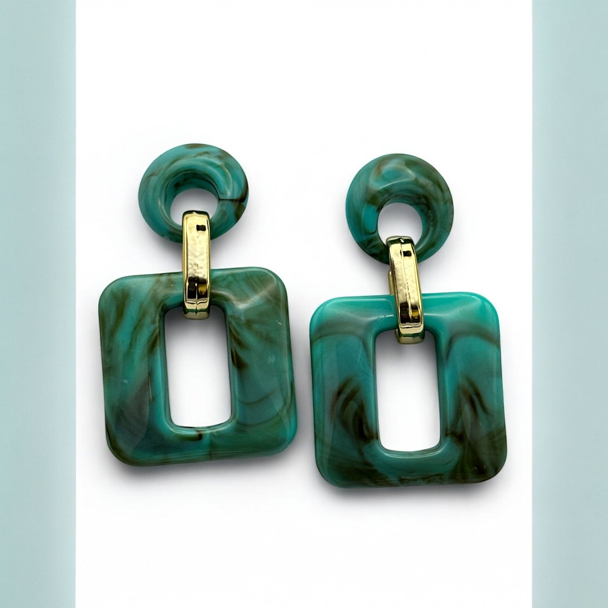 Bold Resin Geometric Dangle Earrings – Statement Style in Vibrant Colours - Fatisha Boutique