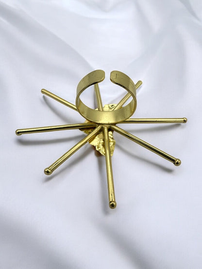 Bold Sculptural Brass Adjustable African Map Statement Ring - Fatisha Boutique