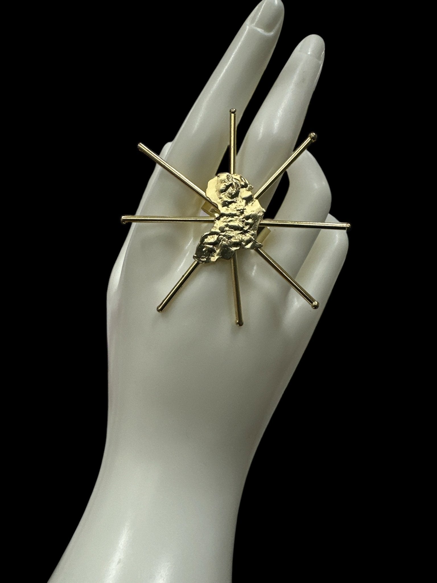 Bold Sculptural Brass Adjustable African Map Statement Ring - Fatisha Boutique
