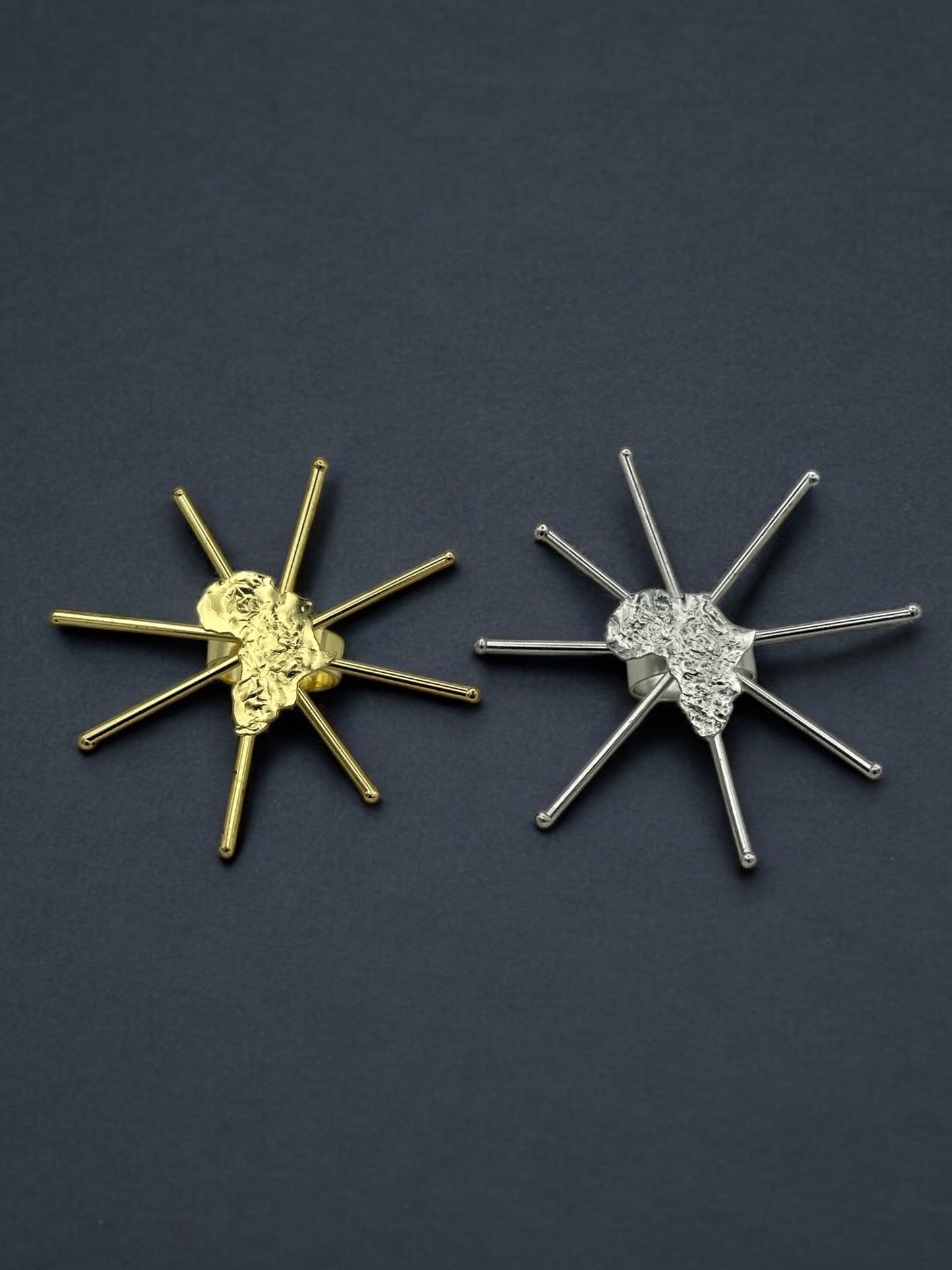 Bold Sculptural Brass Adjustable African Map Statement Ring - Fatisha Boutique