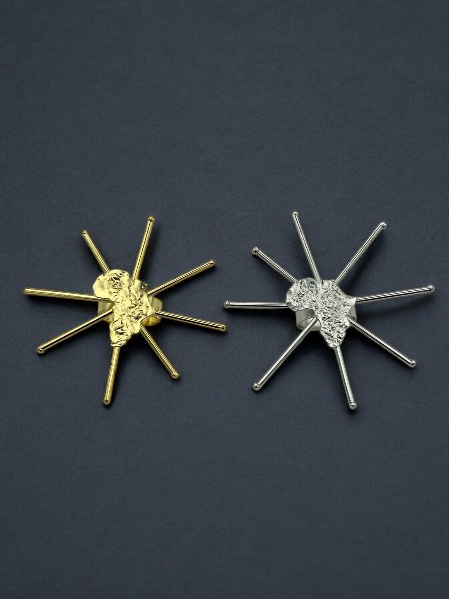 Bold Sculptural Brass Adjustable African Map Statement Ring - Fatisha Boutique