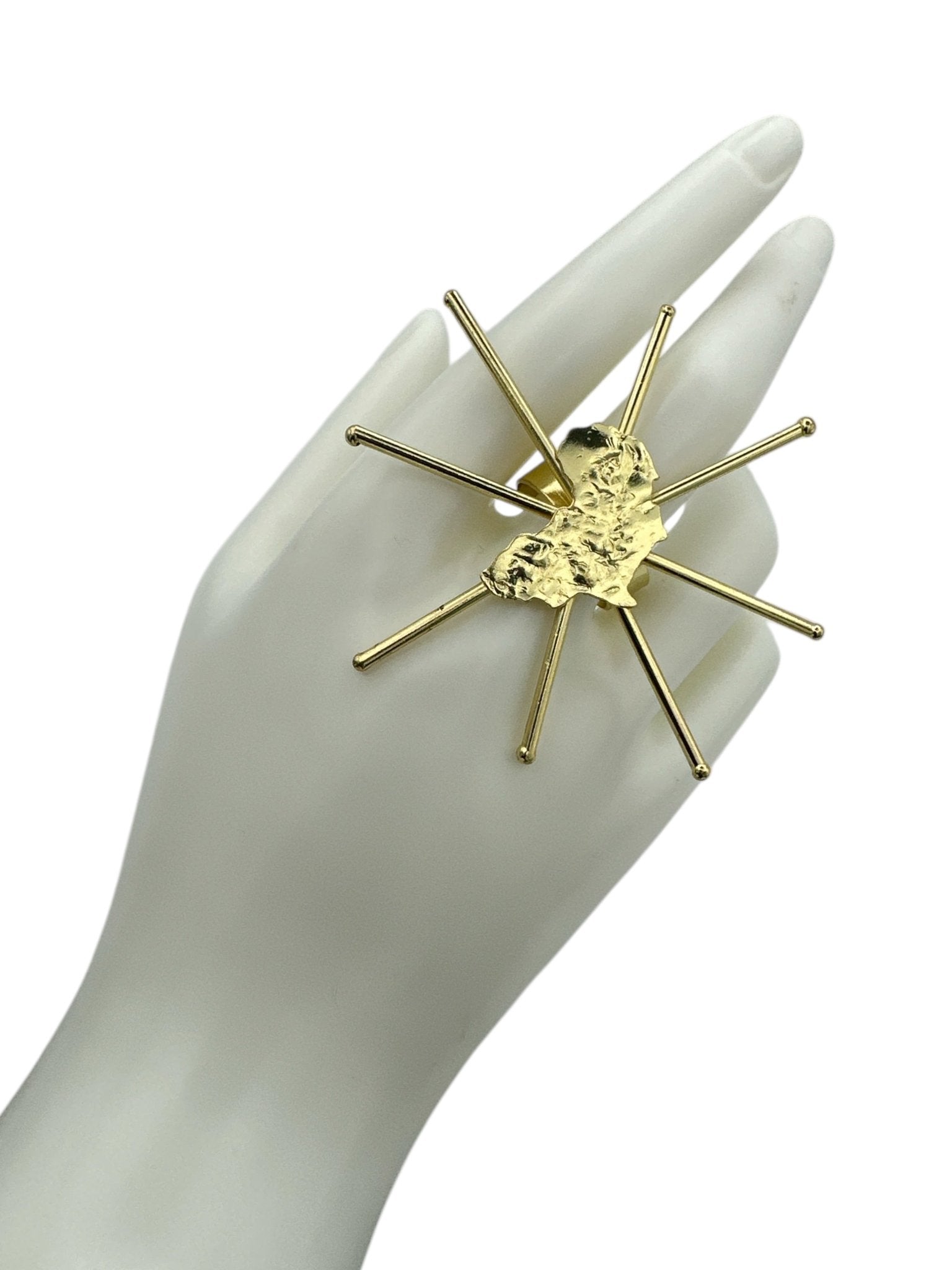 Bold Sculptural Brass Adjustable African Map Statement Ring - Fatisha Boutique