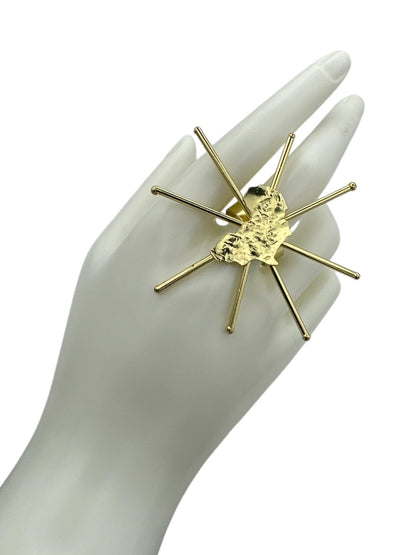 Bold Sculptural Brass Adjustable African Map Statement Ring - Fatisha Boutique