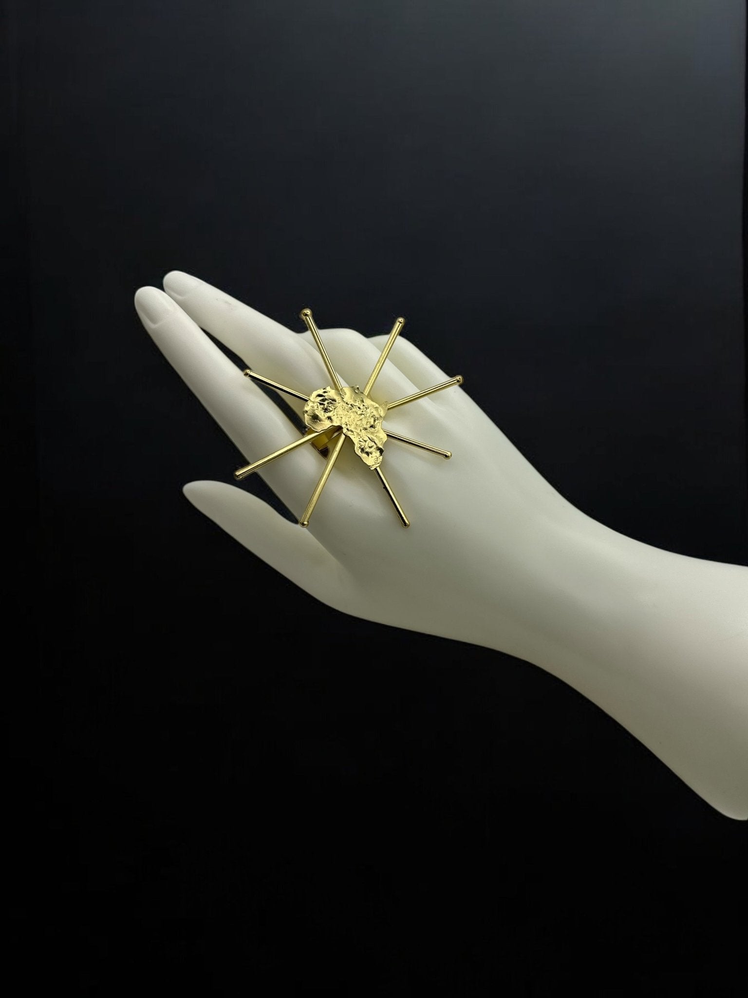 Bold Sculptural Brass Adjustable African Map Statement Ring - Fatisha Boutique