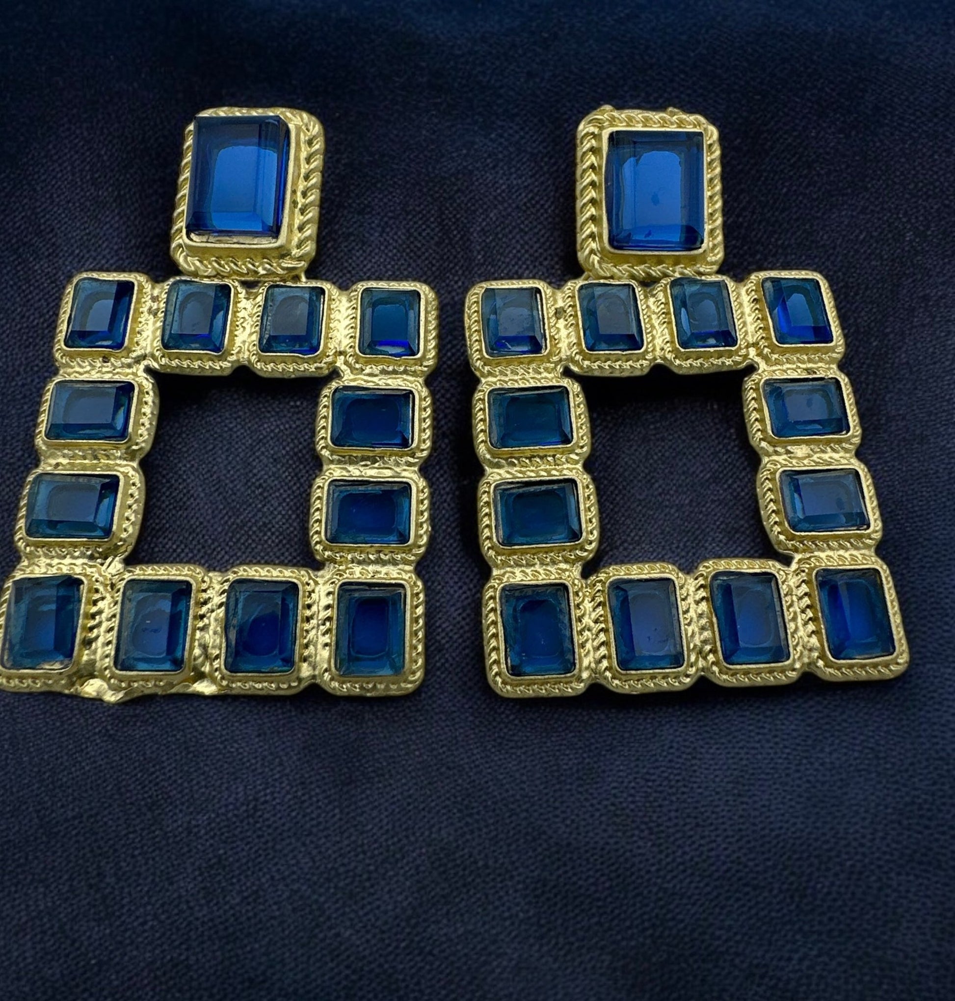 Bold Square Gemstone Statement Earrings - Fatisha Boutique