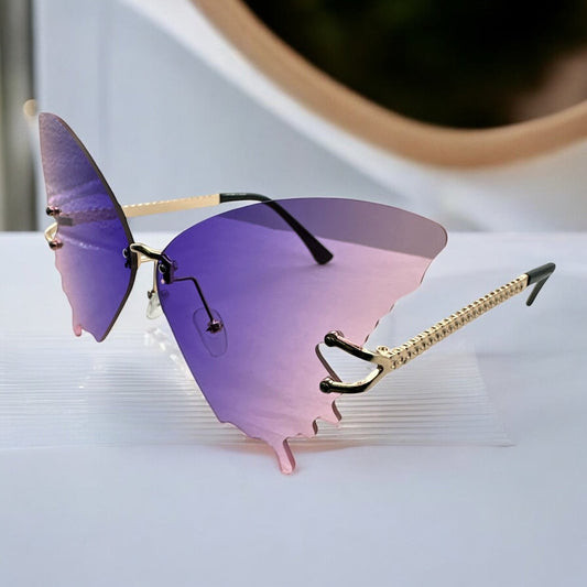 Butterfly Wing Sunglasses – Gradient Rimless UV400 Shades - Fatisha Boutique