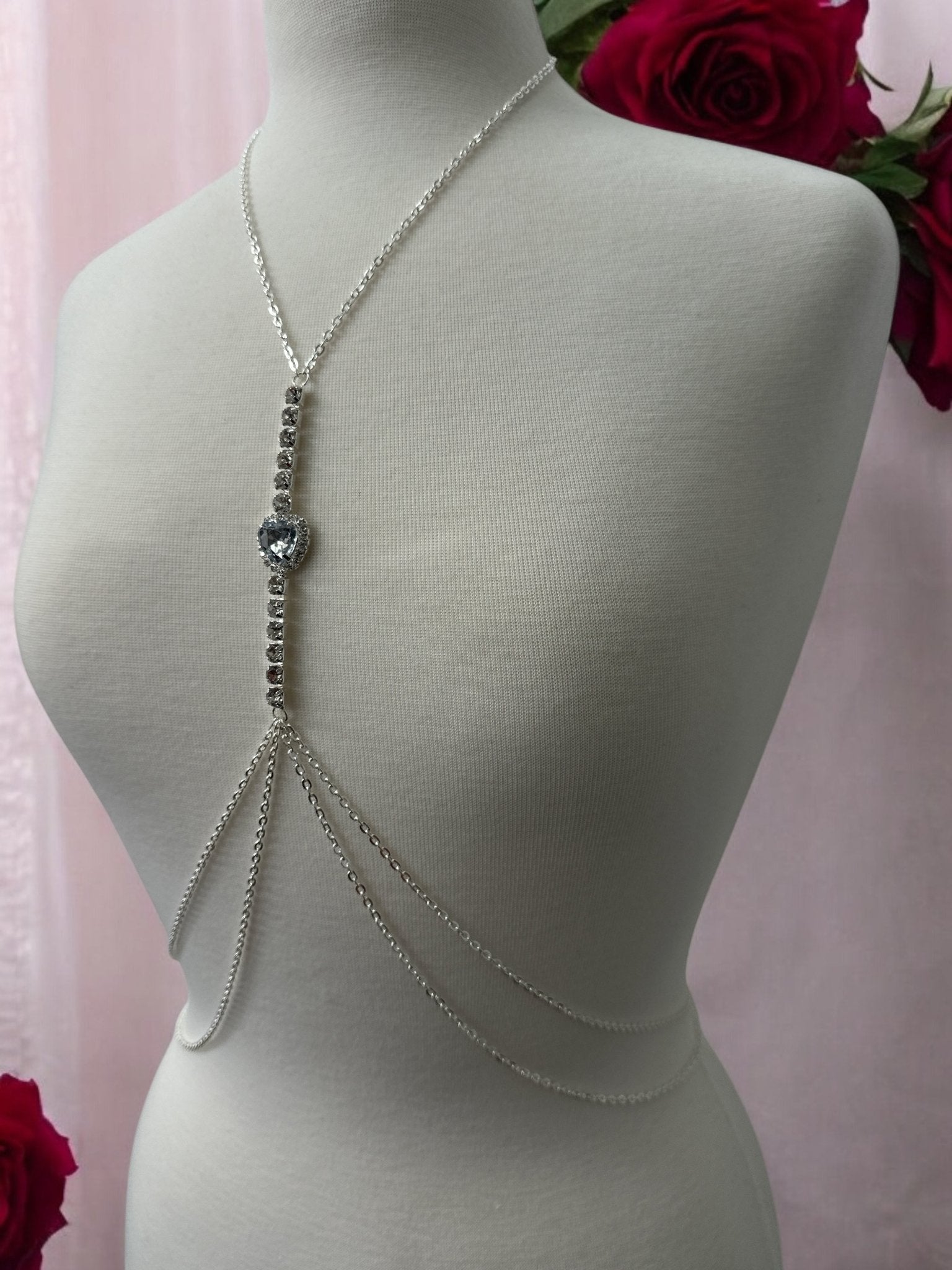 Centred Rhinestone Bralette Statement Body Chain Jewellery - Fatisha Boutique
