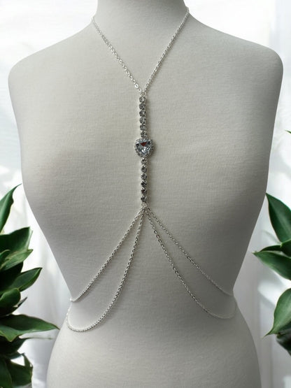 Centred Rhinestone Bralette Statement Body Chain Jewellery - Fatisha Boutique