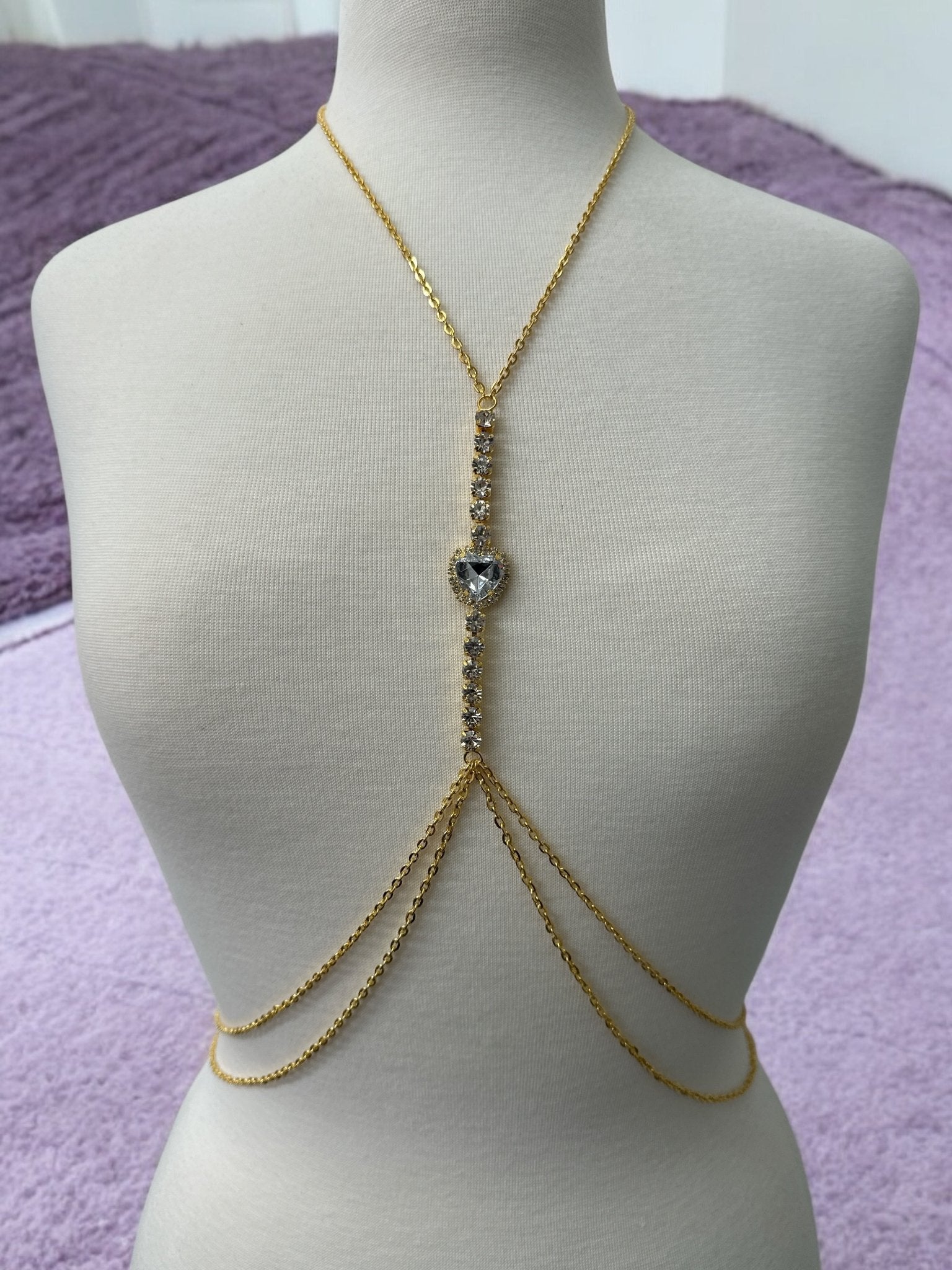 Centred Rhinestone Bralette Statement Body Chain Jewellery - Fatisha Boutique