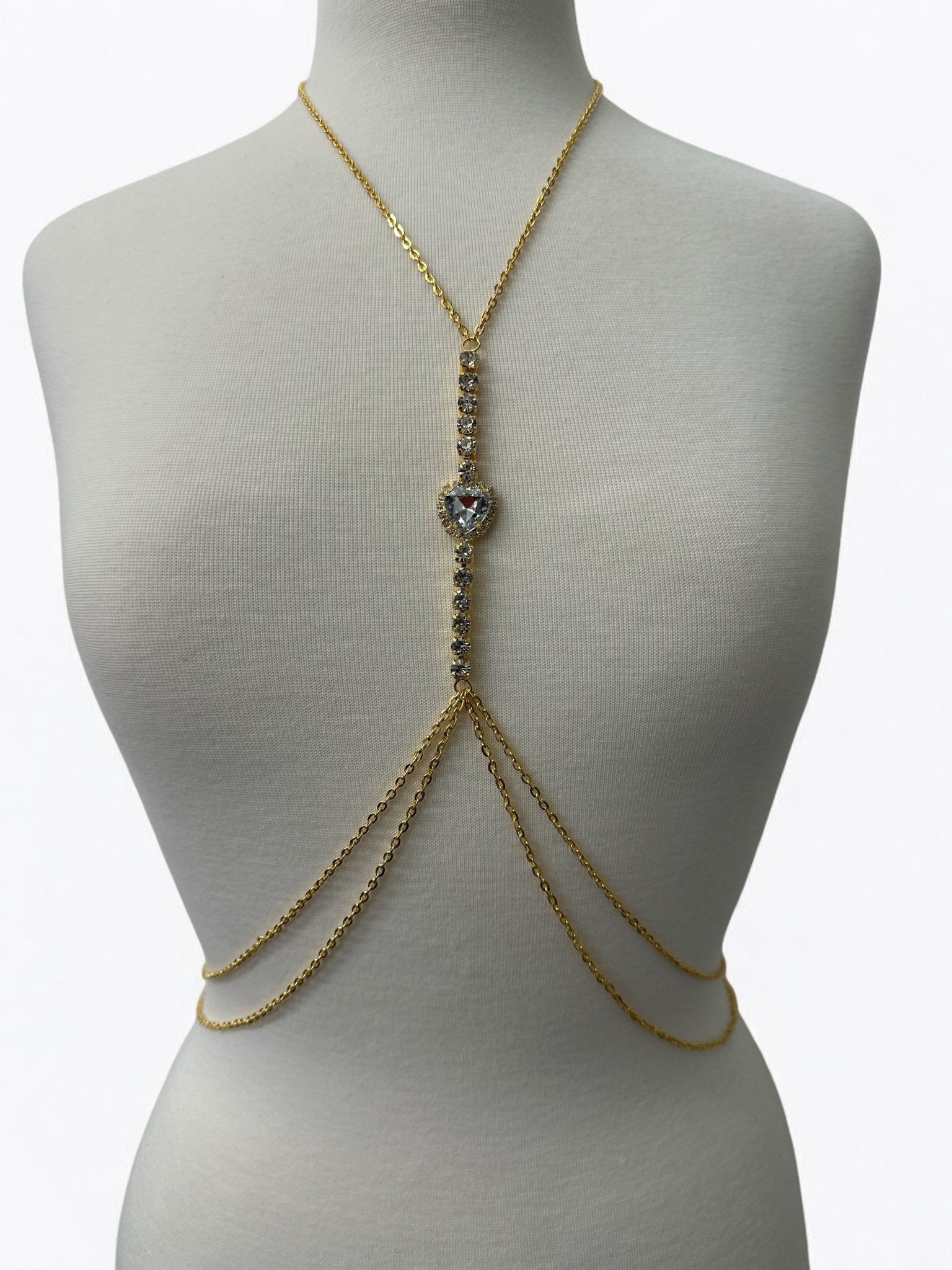 Centred Rhinestone Bralette Statement Body Chain Jewellery - Fatisha Boutique