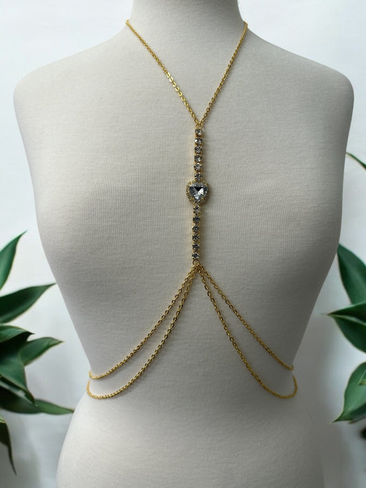 Centred Rhinestone Bralette Statement Body Chain Jewellery - Fatisha Boutique