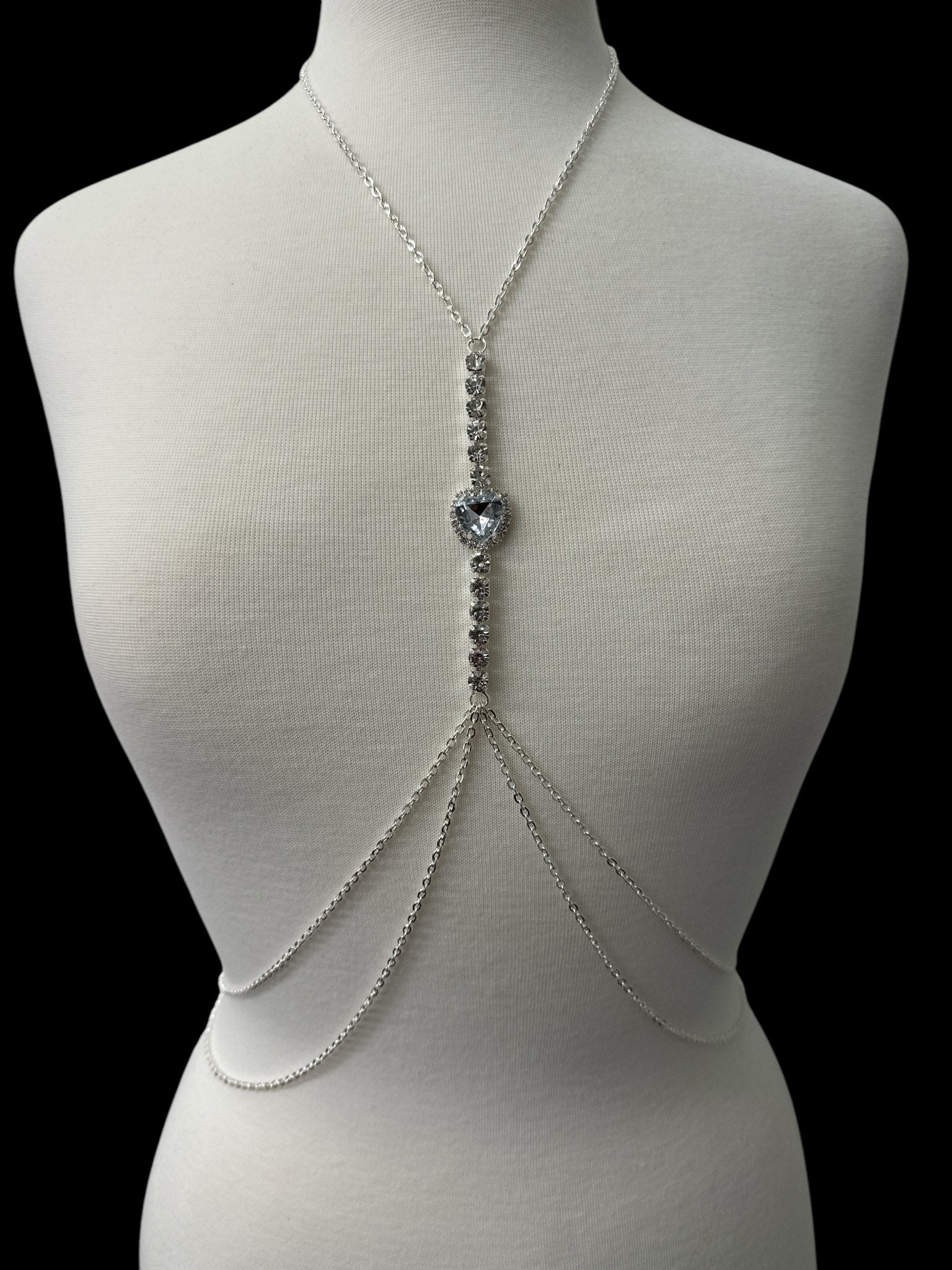 Centred Rhinestone Bralette Statement Body Chain Jewellery - Fatisha Boutique