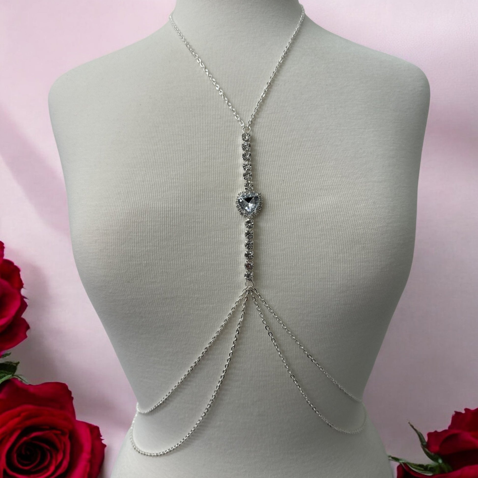 Centred Rhinestone Bralette Statement Body Chain Jewellery - Fatisha Boutique