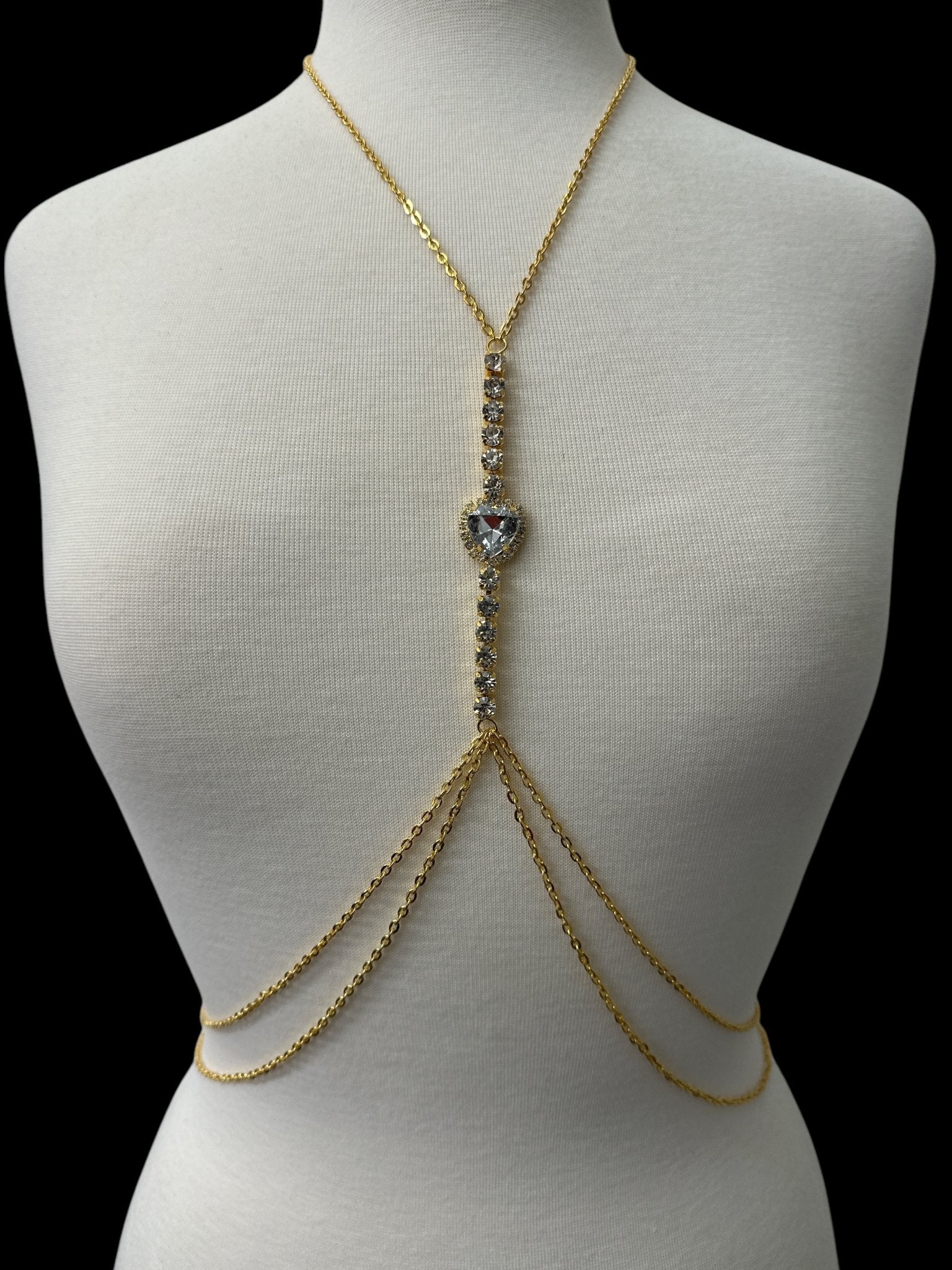 Centred Rhinestone Bralette Statement Body Chain Jewellery - Fatisha Boutique