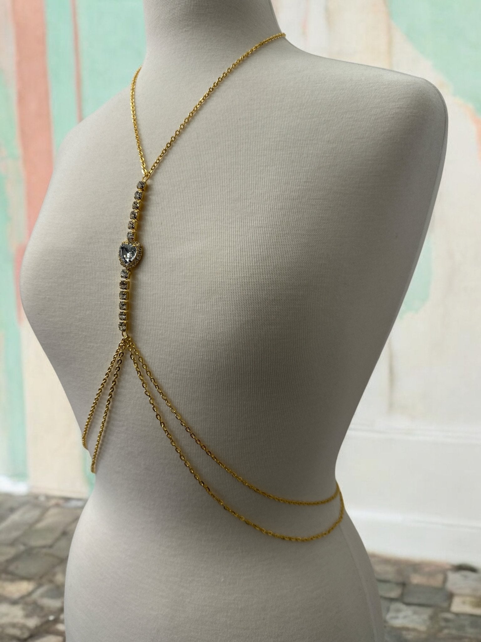 Centred Rhinestone Bralette Statement Body Chain Jewellery - Fatisha Boutique