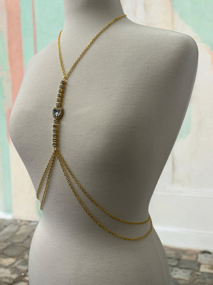 Centred Rhinestone Bralette Statement Body Chain Jewellery - Fatisha Boutique