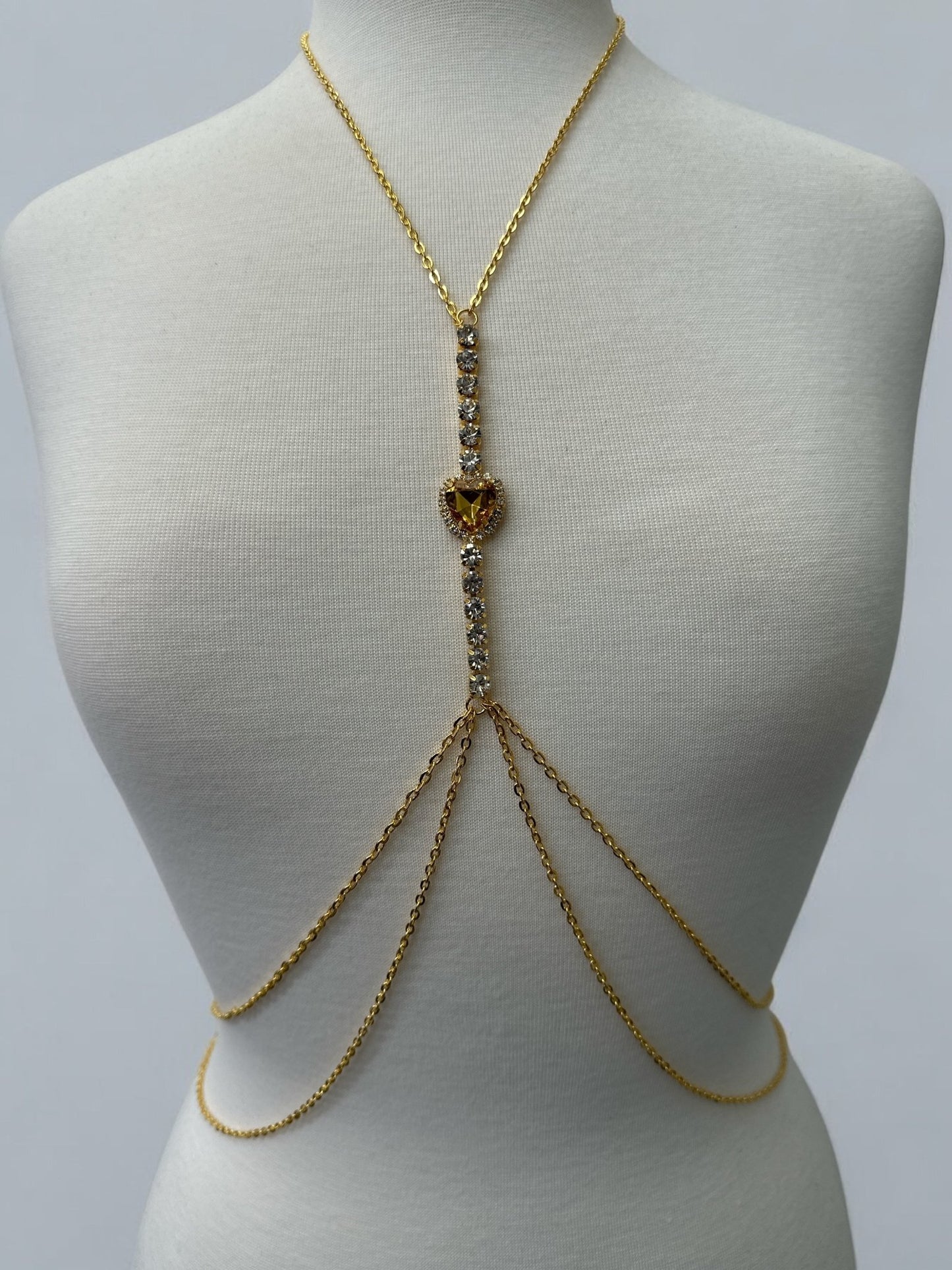 Centred Rhinestone Bralette Statement Body Chain Jewellery – Gold & Silver | Festival, Party & Elegant Wear - Fatisha Boutique