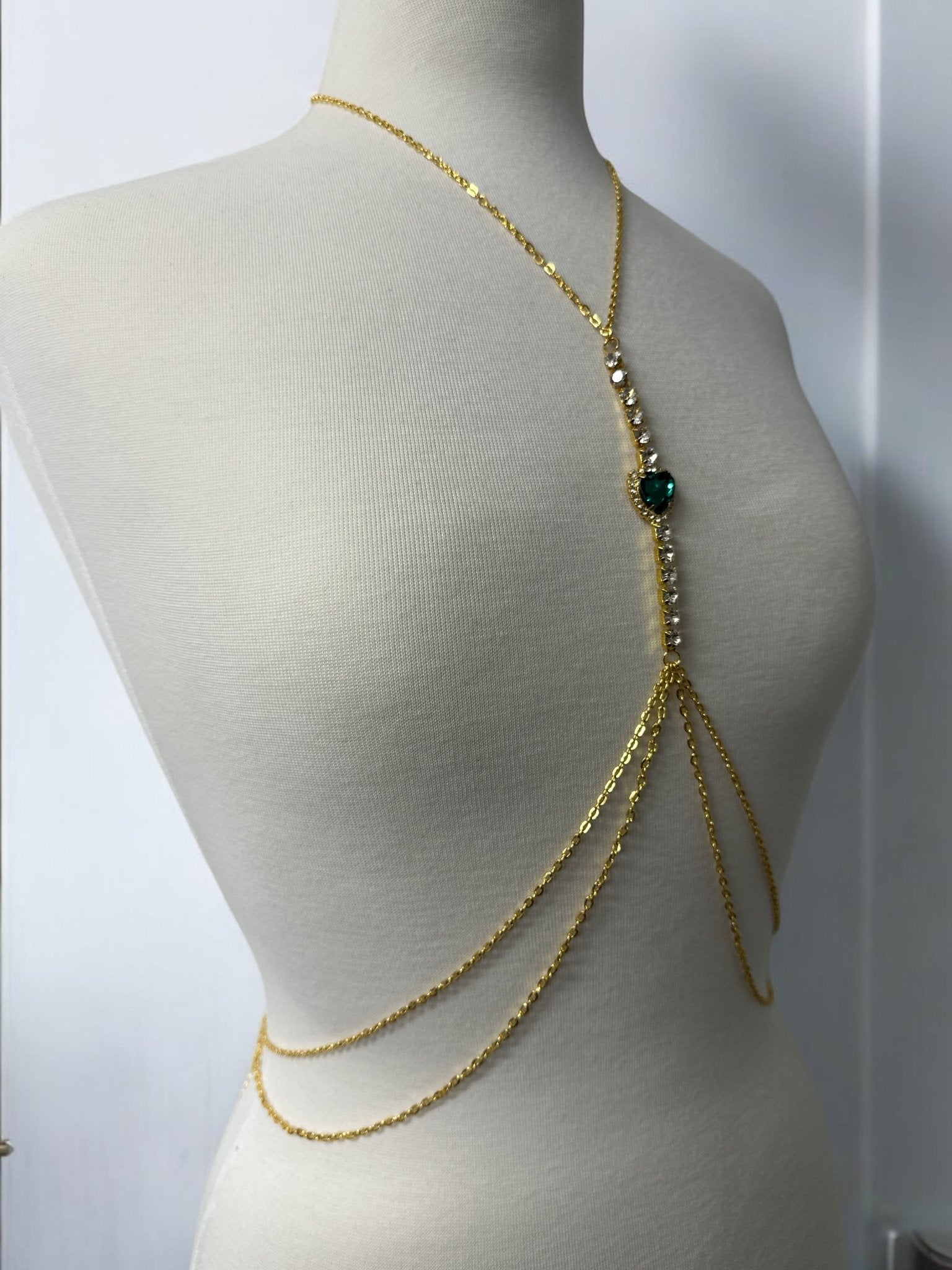 Centred Rhinestone Bralette Statement Body Chain Jewellery – Gold & Silver | Festival, Party & Elegant Wear - Fatisha Boutique
