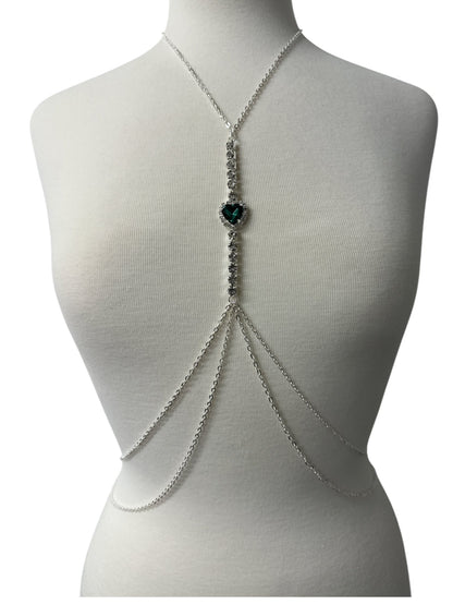 Centred Rhinestone Bralette Statement Body Chain Jewellery – Gold & Silver | Festival, Party & Elegant Wear - Fatisha Boutique