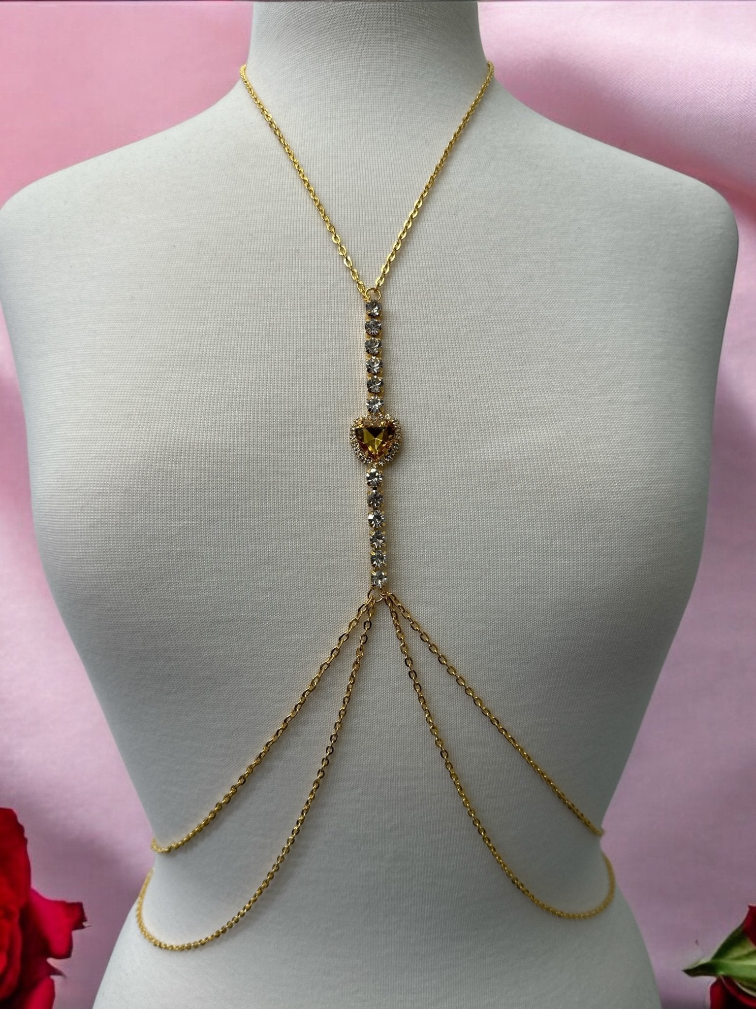 Centred Rhinestone Bralette Statement Body Chain Jewellery – Gold & Silver | Festival, Party & Elegant Wear - Fatisha Boutique