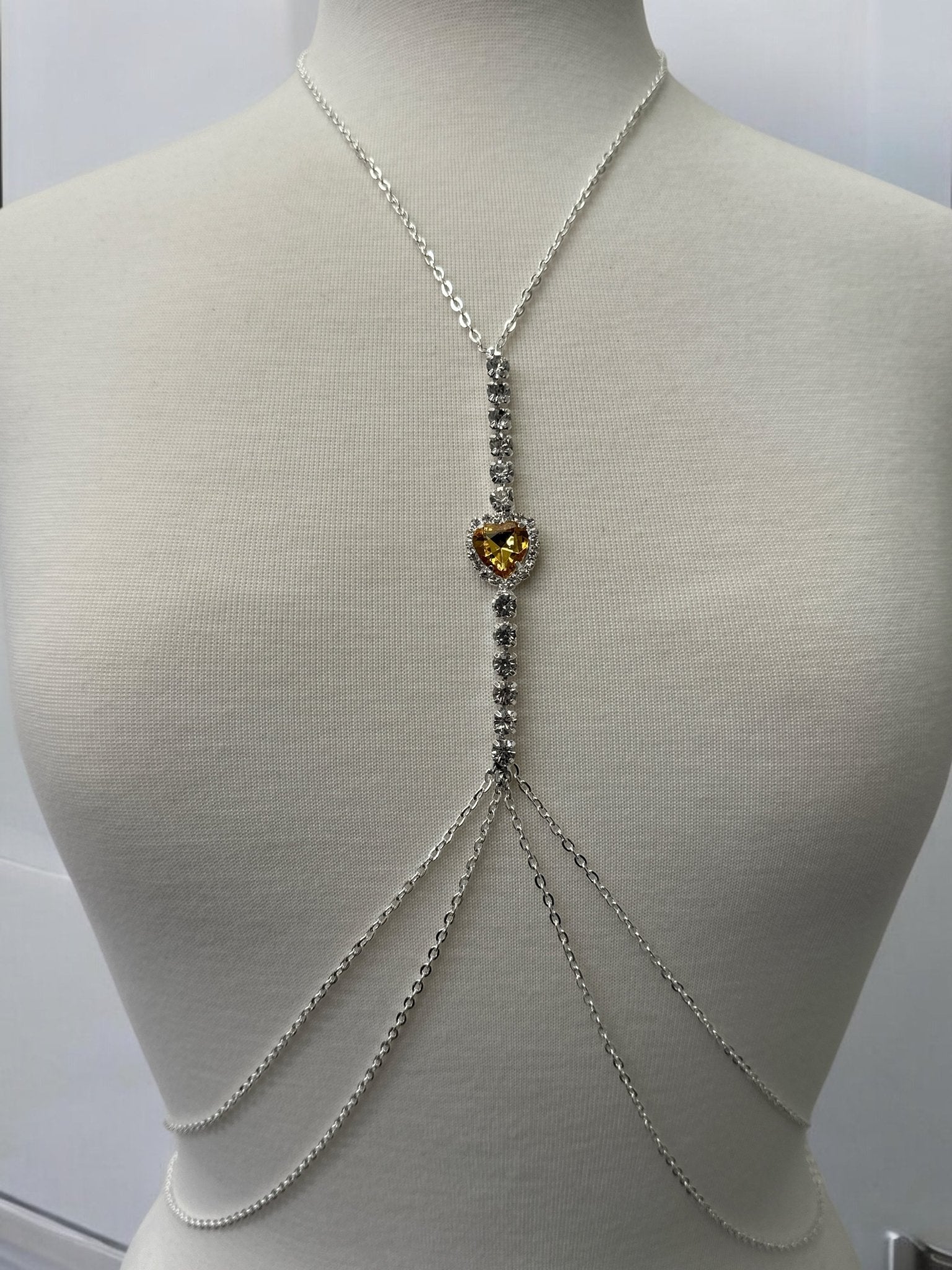 Centred Rhinestone Bralette Statement Body Chain Jewellery – Gold & Silver | Festival, Party & Elegant Wear - Fatisha Boutique