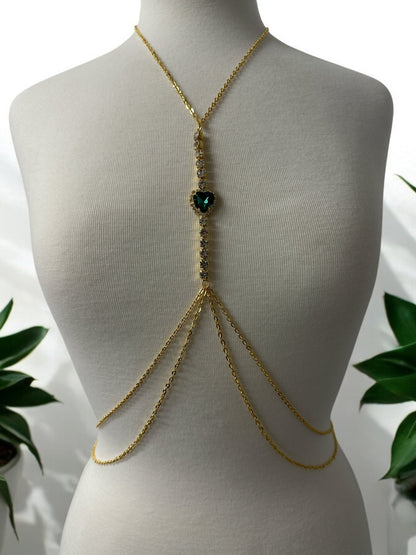 Centred Rhinestone Bralette Statement Body Chain Jewellery – Gold & Silver | Festival, Party & Elegant Wear - Fatisha Boutique