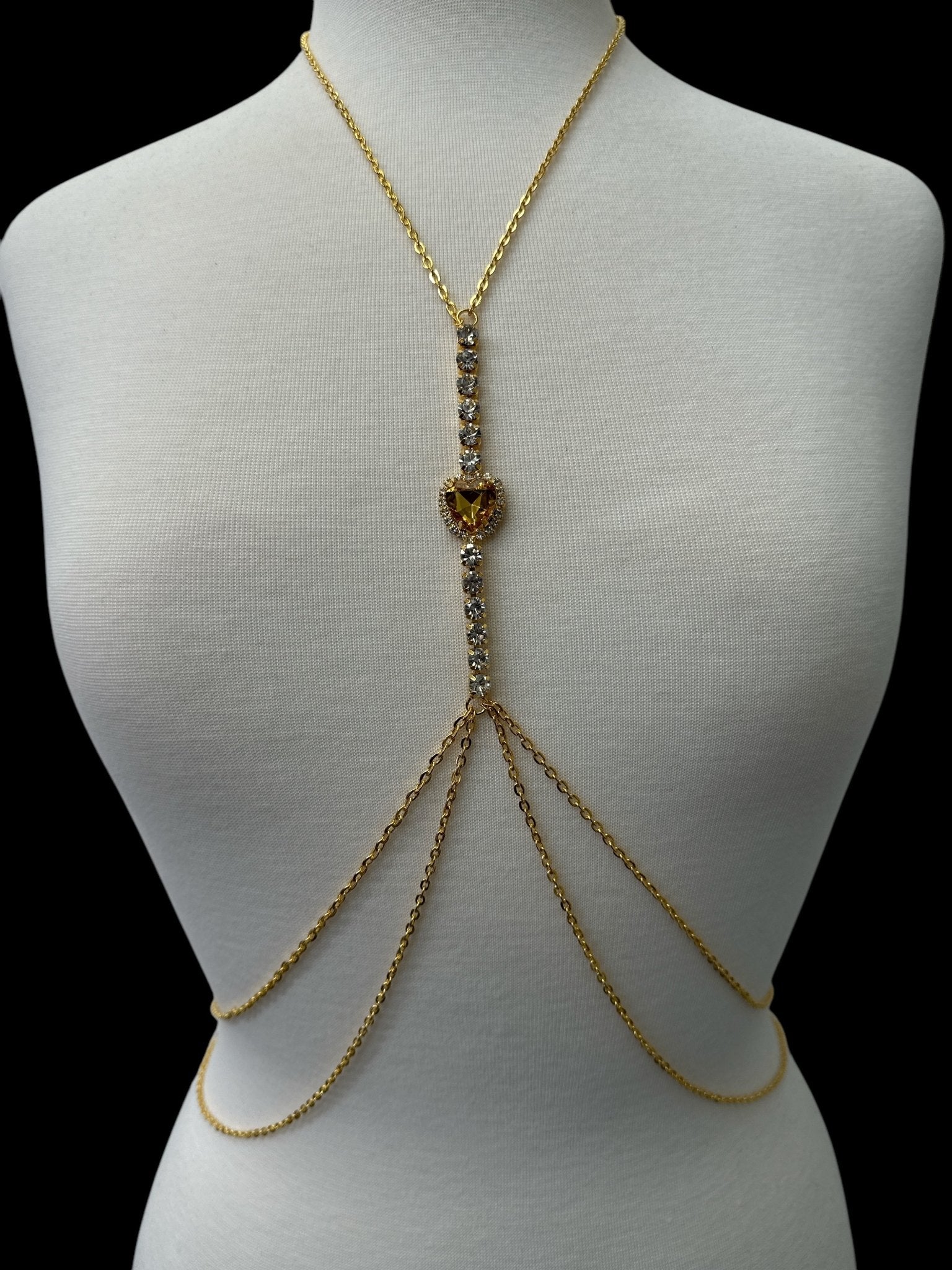 Centred Rhinestone Bralette Statement Body Chain Jewellery – Gold & Silver | Festival, Party & Elegant Wear - Fatisha Boutique