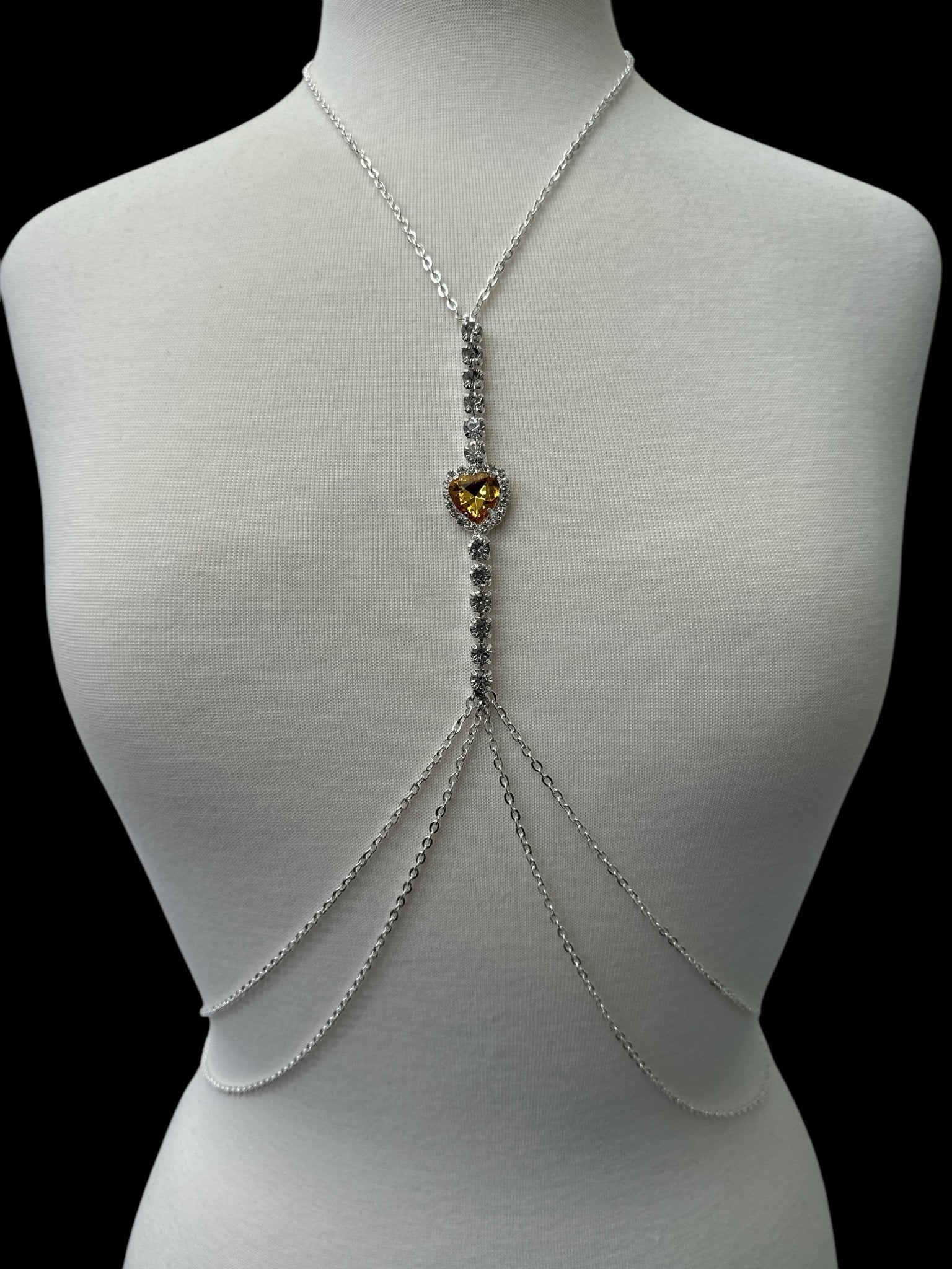 Centred Rhinestone Bralette Statement Body Chain Jewellery – Gold & Silver | Festival, Party & Elegant Wear - Fatisha Boutique