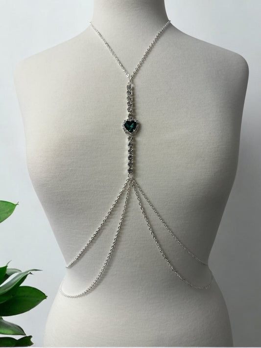Centred Rhinestone Bralette Statement Body Chain Jewellery – Gold & Silver | Festival, Party & Elegant Wear - Fatisha Boutique