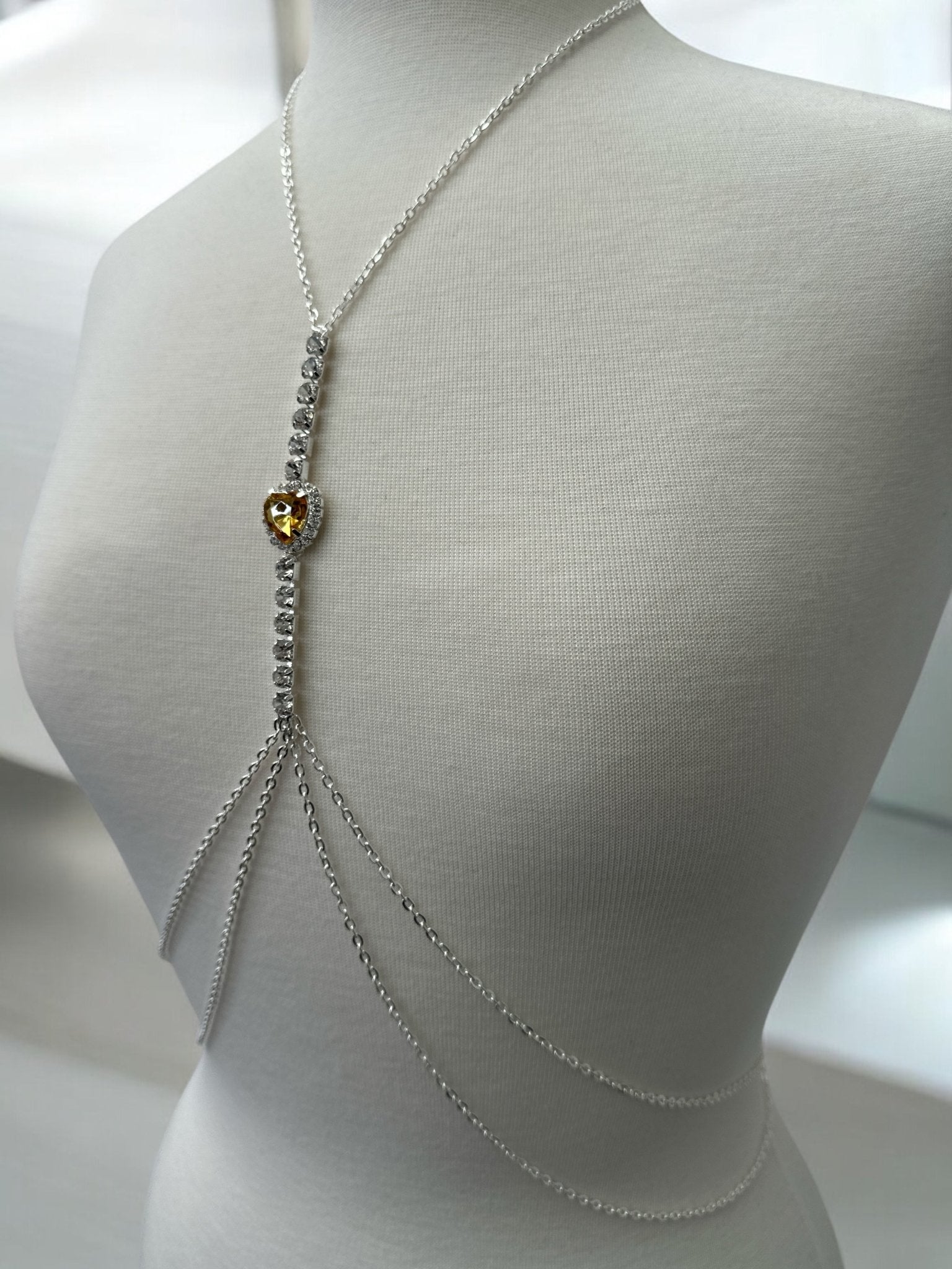 Centred Rhinestone Bralette Statement Body Chain Jewellery – Gold & Silver | Festival, Party & Elegant Wear - Fatisha Boutique